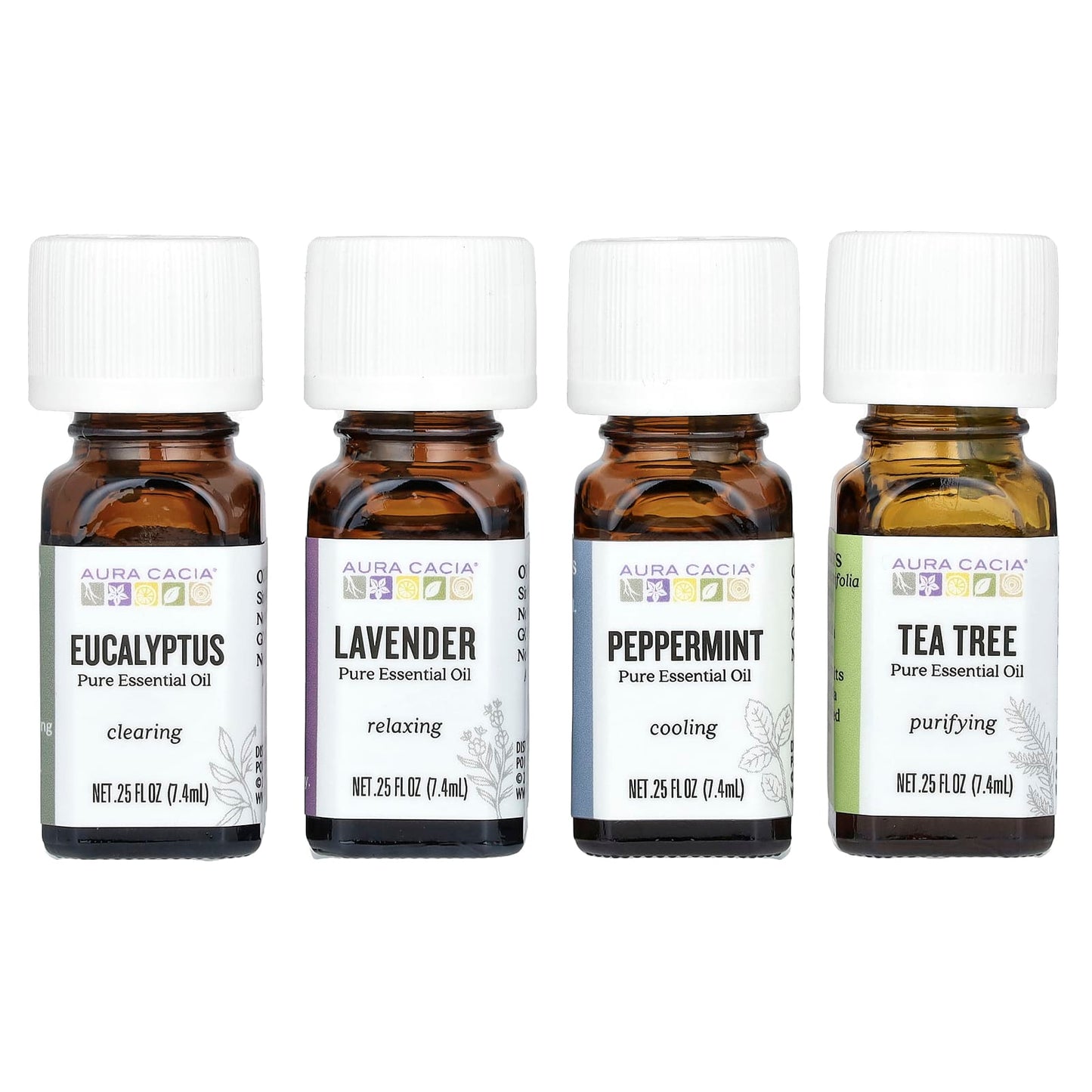 Aura Cacia Essential Oil Discovery Kit - 4 Pure Oils, 0.25 fl oz Each - Image 1