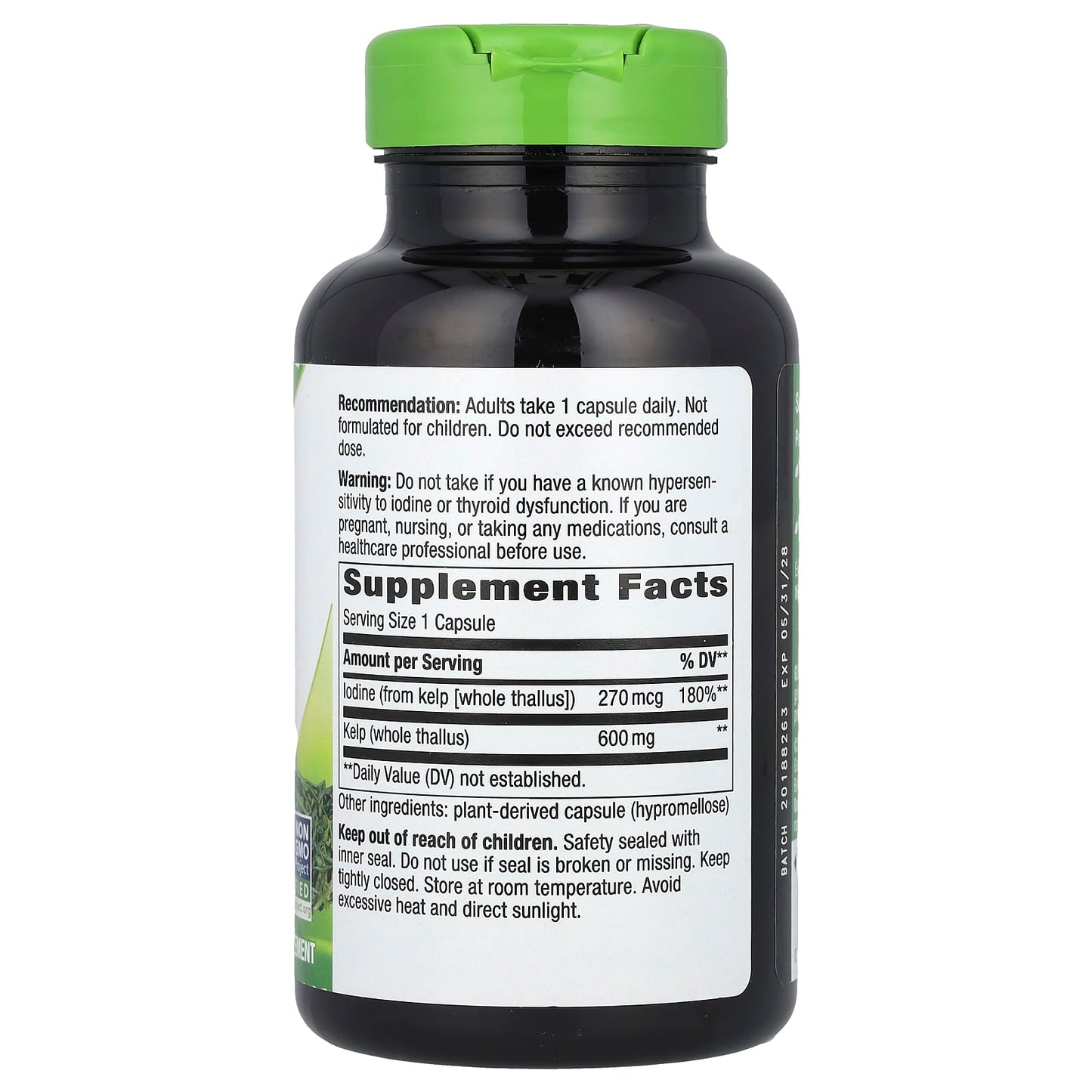 Nature's Way, Kelp, Whole Thallus, 600 mg, 180 Vegan Capsules - Image 2