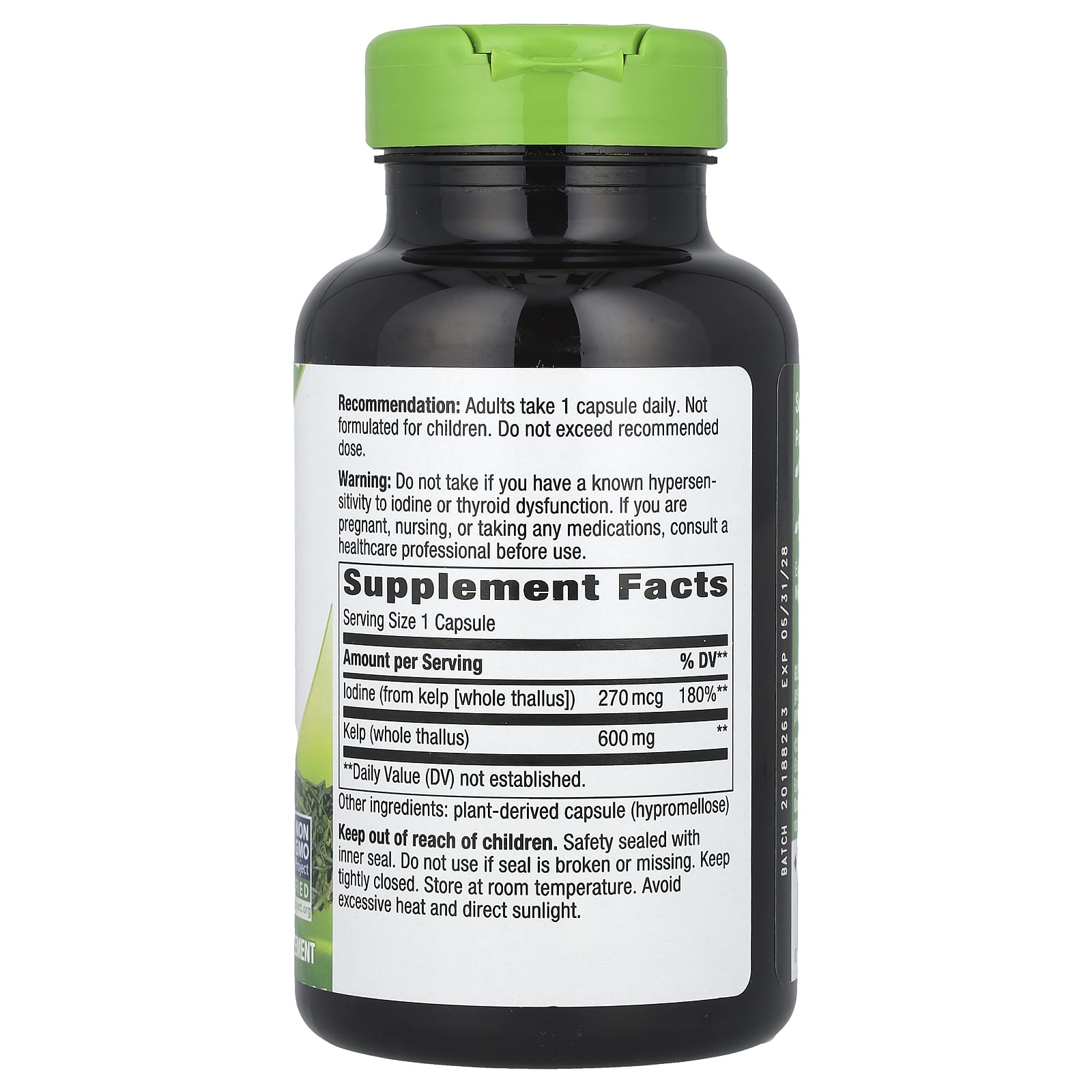 Nature's Way, Kelp, Whole Thallus, 600 mg, 180 Vegan Capsules - Image 2