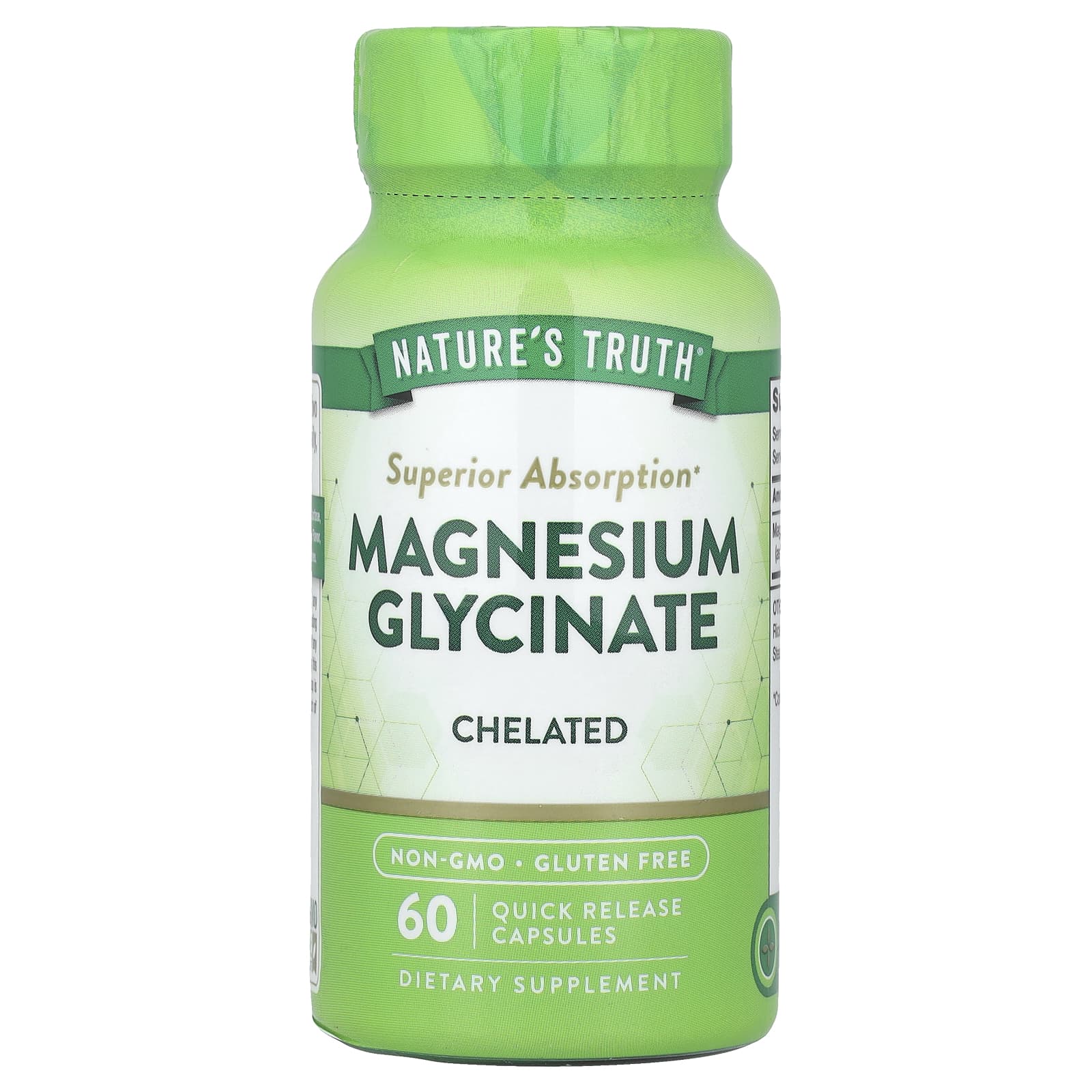 Nature's Truth, Magnesium Glycinate, Chelated, 60 Quick Release Capsules (100 mg per Capsule) - Image 1
