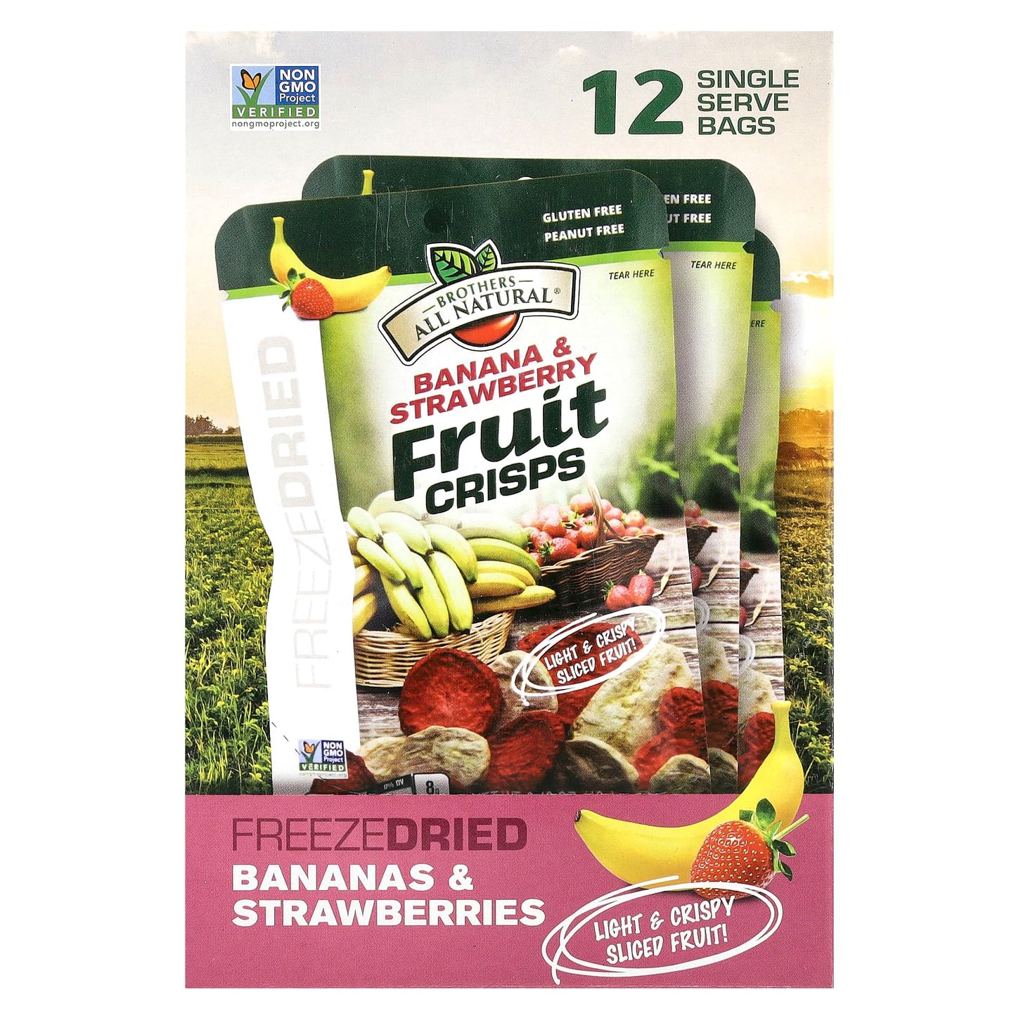 Brothers-All-Natural Freeze Dried Fruit Crisps, Banana & Strawberries, 12 Count - Image 1