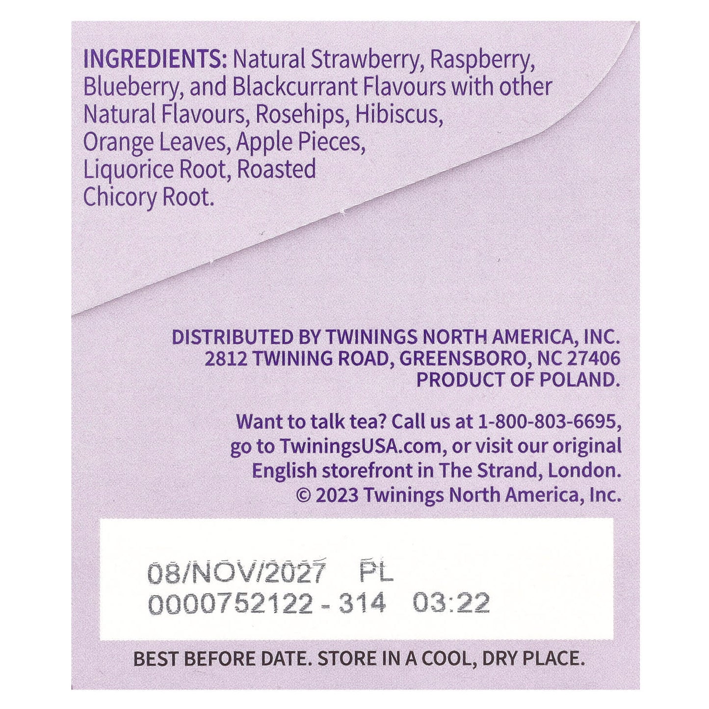 Twinings, Flavored Herbal Tea, Wild Berries, Caffeine Free, 20 Tea Bags, 1.41 oz (40 g) - Image 2