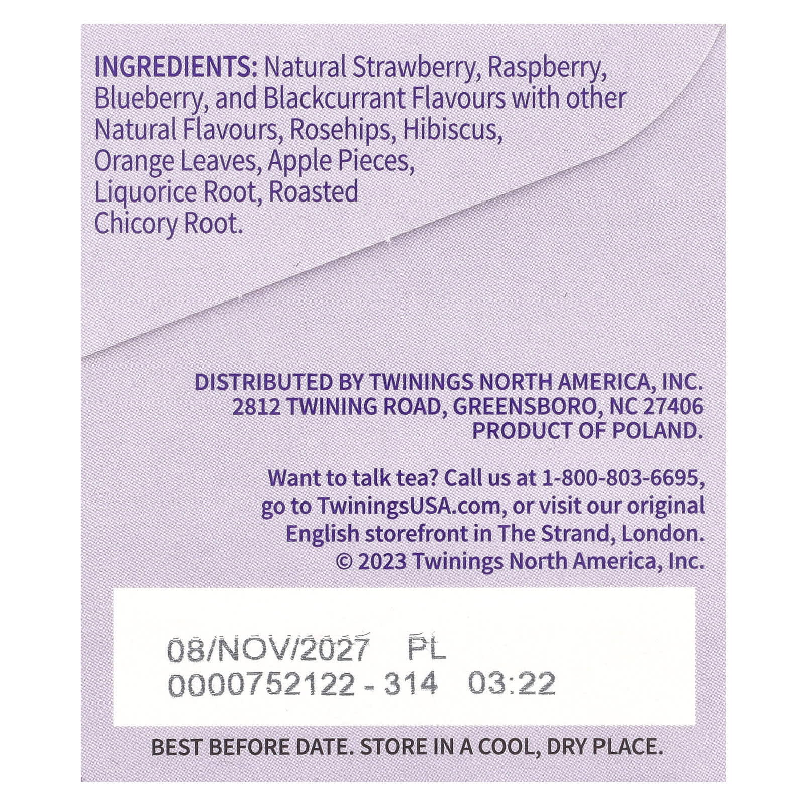 Twinings, Flavored Herbal Tea, Wild Berries, Caffeine Free, 20 Tea Bags, 1.41 oz (40 g) - Image 2