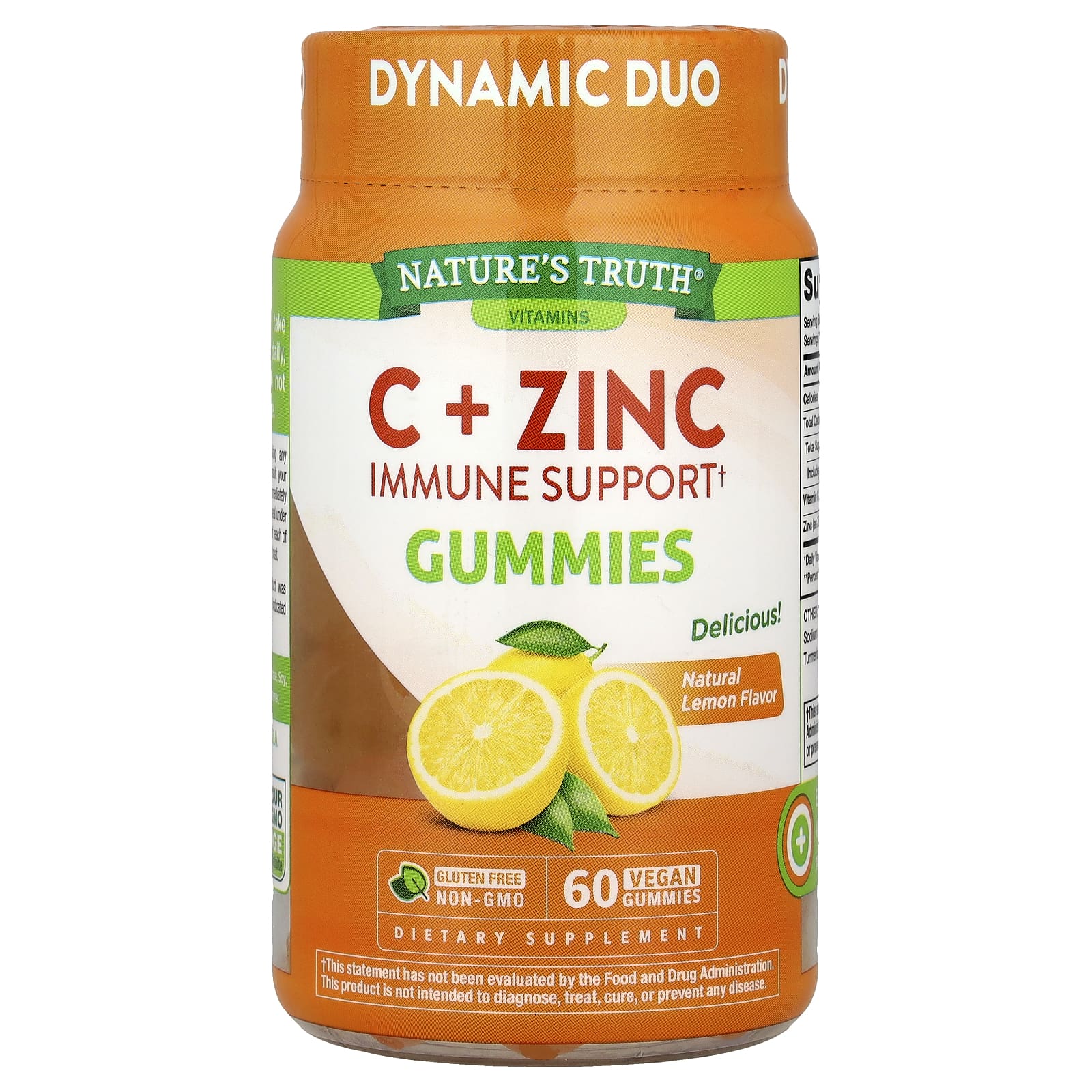 Nature's Truth, C + Zinc, Immune Support Gummies, Natural Lemon, 60 Vegan Gummies - Image 1