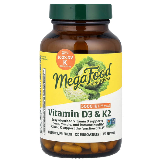 MegaFood, Vitamin D3 & K2, 120 Mini Capsules - Image 1