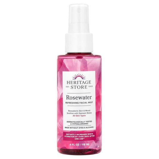 Heritage Store Rosewater Facial Mist, 4 fl oz - Hydrate & Refresh Skin - Image 1