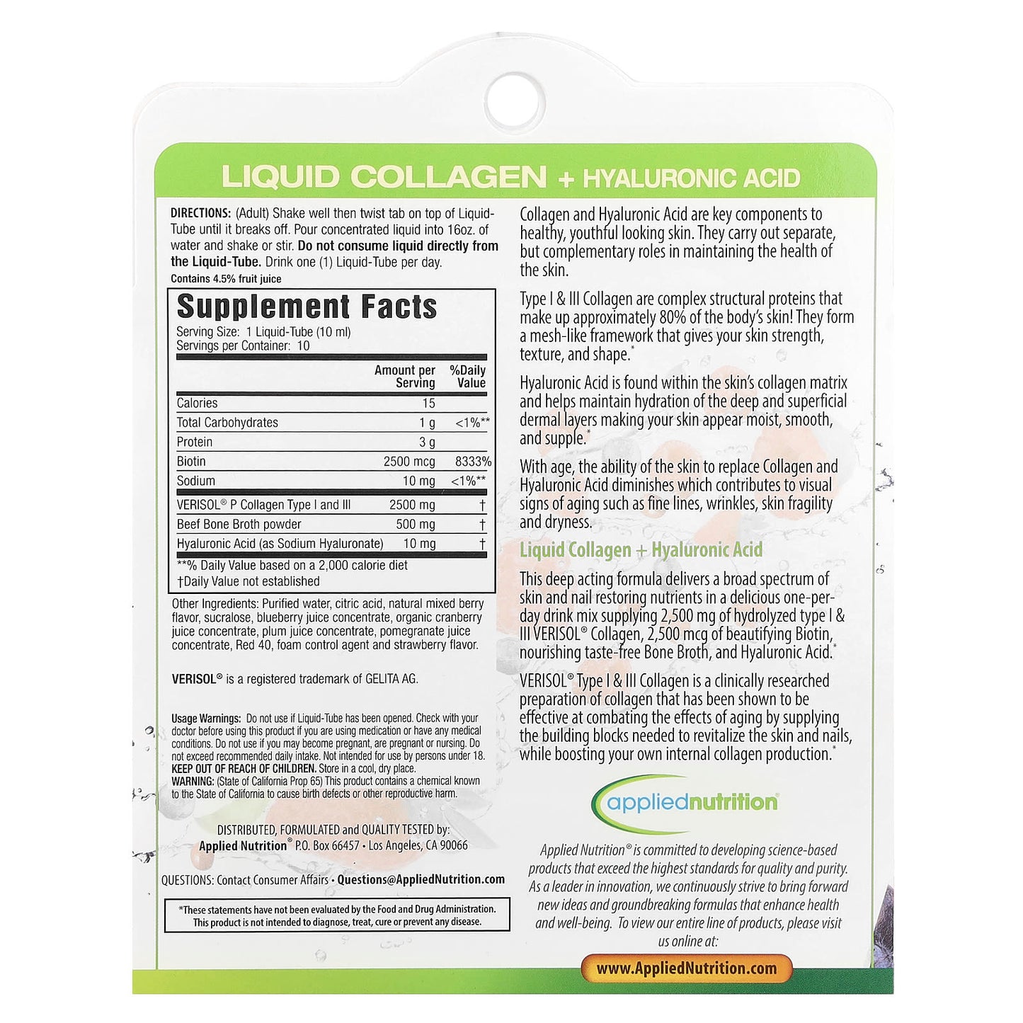 Liquid Collagen + Hyaluronic Acid for Skin Health, 10 Tubes - Image 2