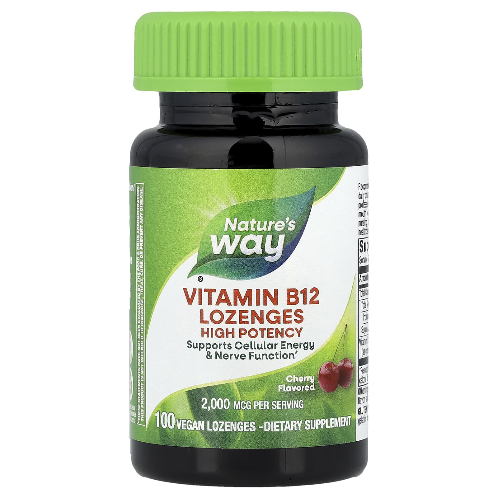 Nature's Way, Vitamin B-12 Lozenges, Cherry, 2,000 mcg, 100 Vegan Lozenges - Image 1