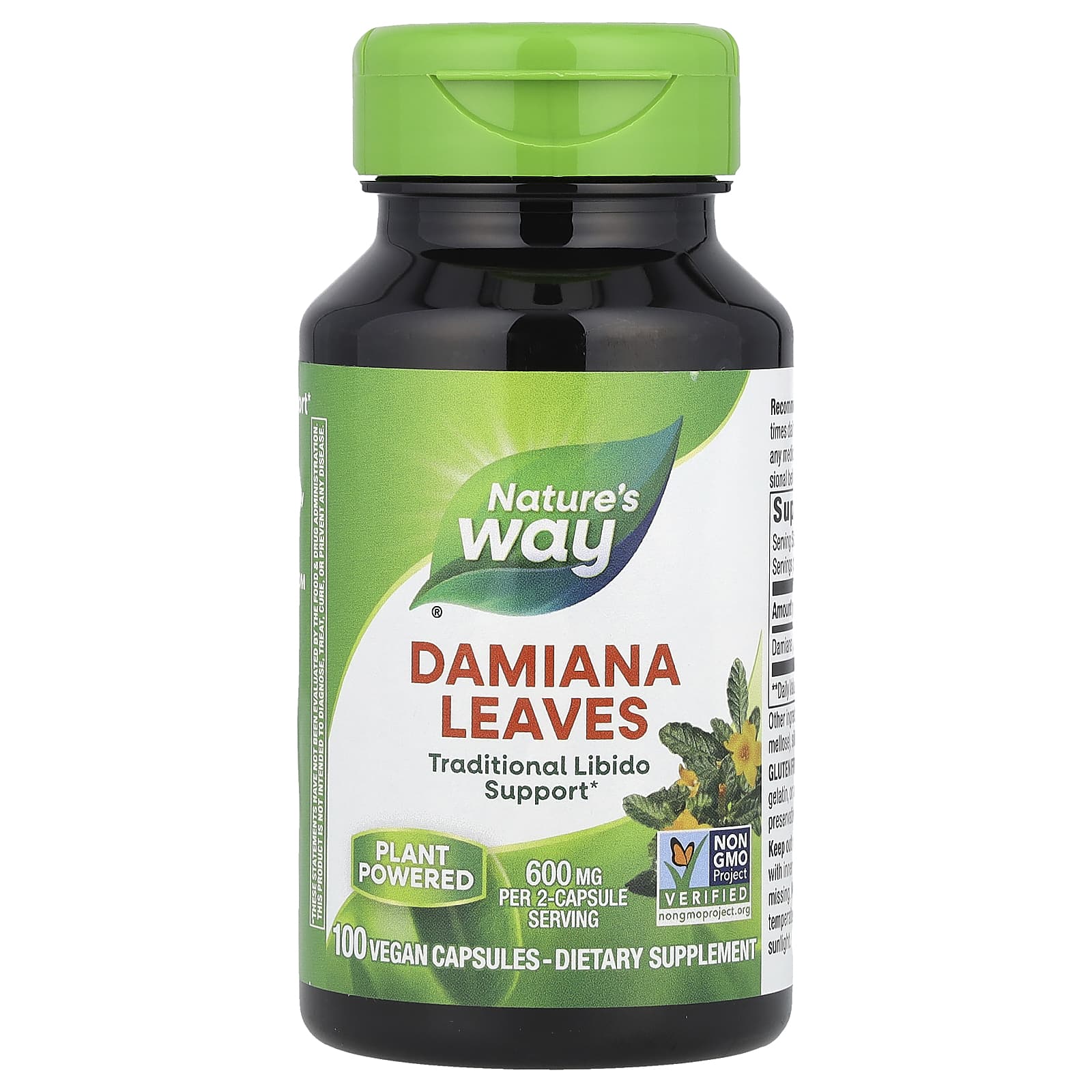 Nature's Way, Damiana Leaves, 100 Vegan Capsules (300 mg per Capsule) - Image 1