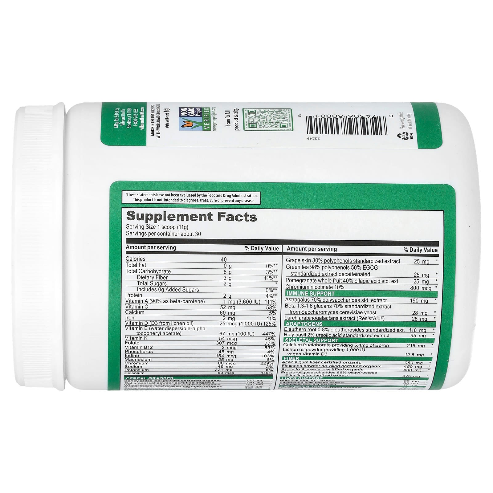 Vibrant Health, Green Vibrance® +25 Billion Probiotics, Version 21.0, Original, 11.64 oz (330 g) - Image 2