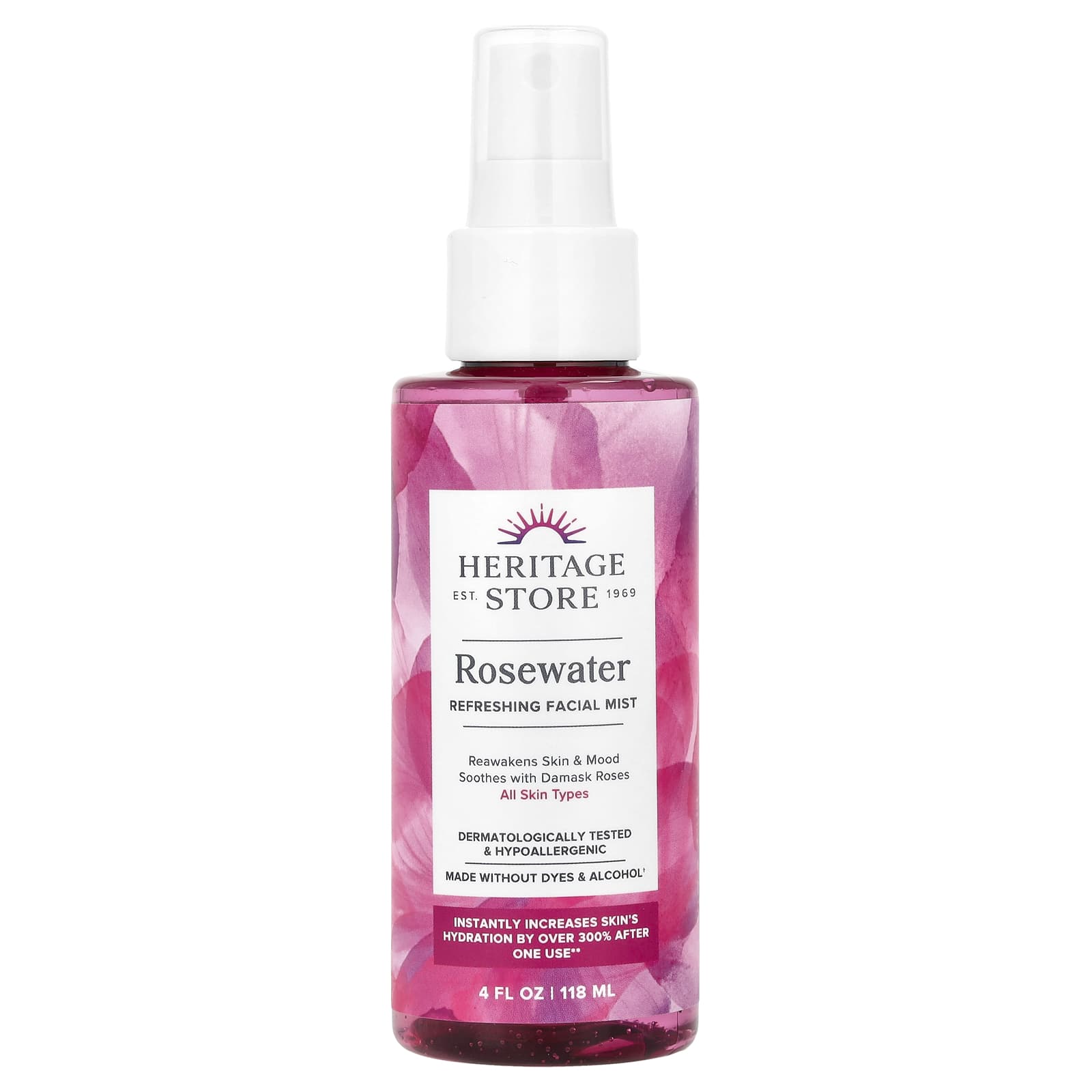 Heritage Store Rosewater Facial Mist, 4 fl oz - Hydrate & Refresh Skin - Image 1
