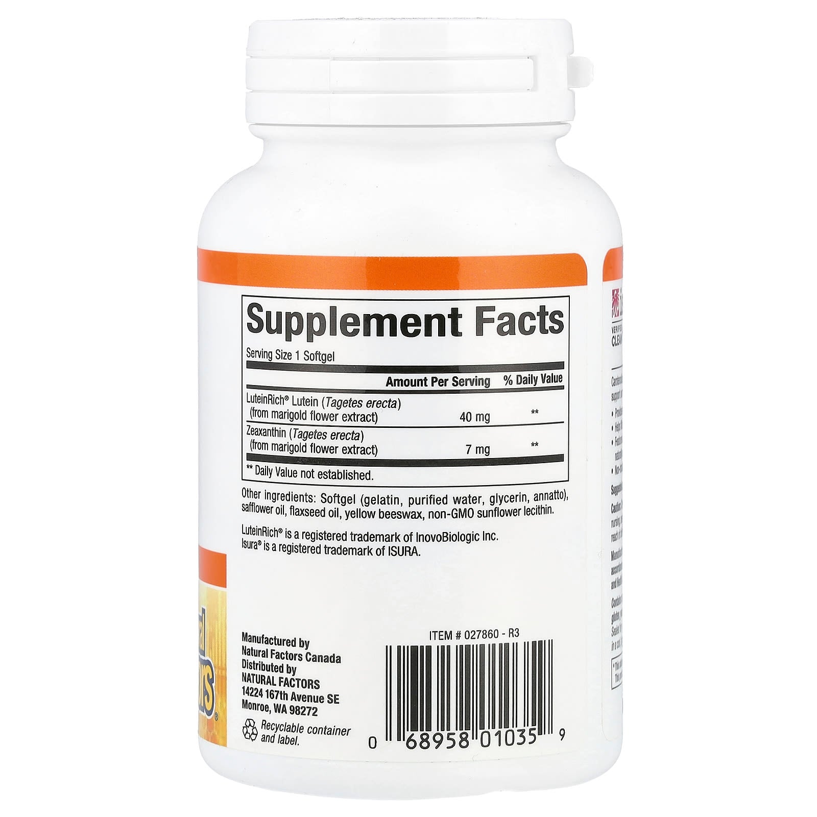 Natural Factors, Lutein, 60 Softgels - Image 2