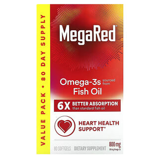 Schiff MegaRed Omega-3 Fish Oil, 800mg, 80 Softgels, Vanilla