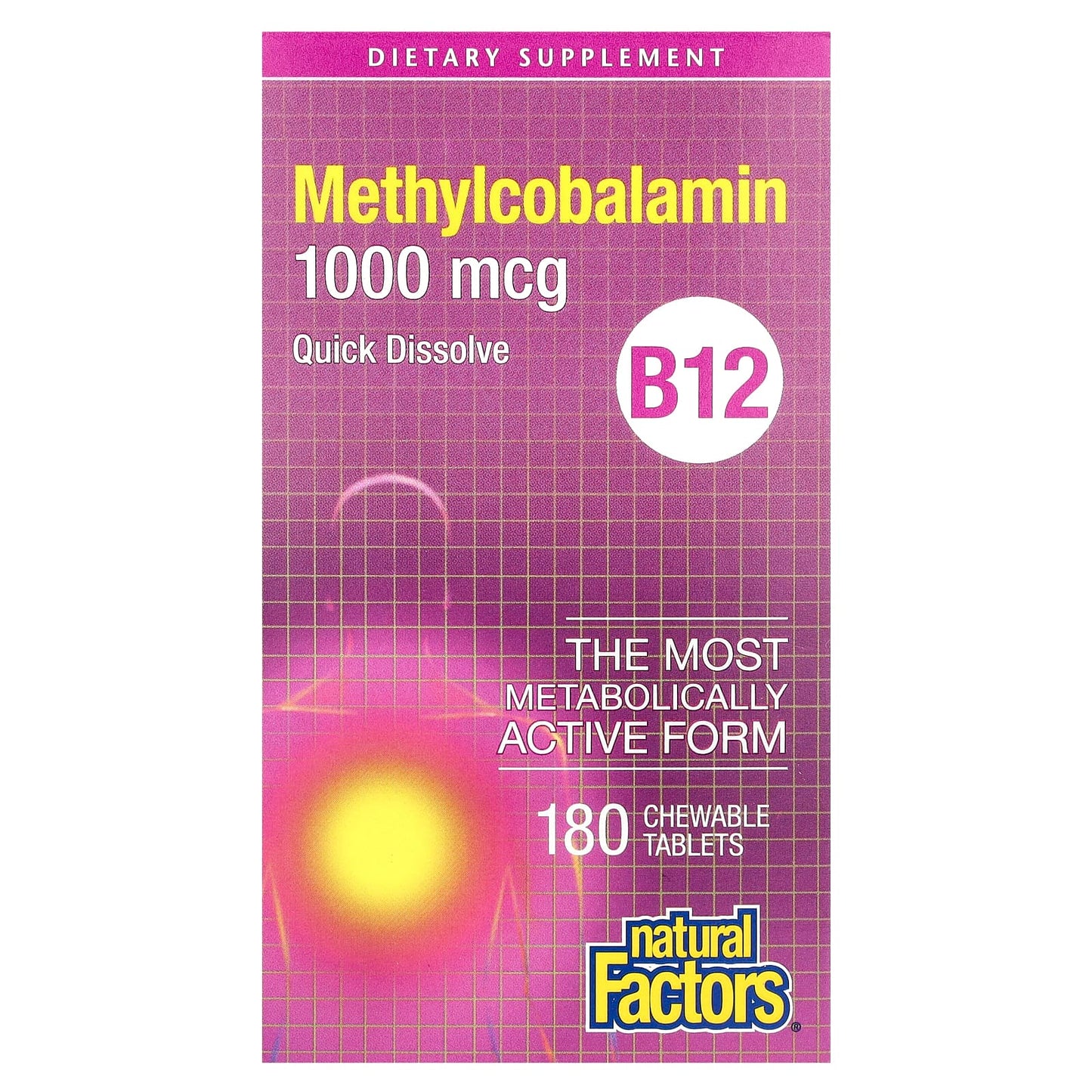 Natural Factors, B12, Methylcobalamin, 1,000 mcg, 180 Chewable Tablets - Image 1