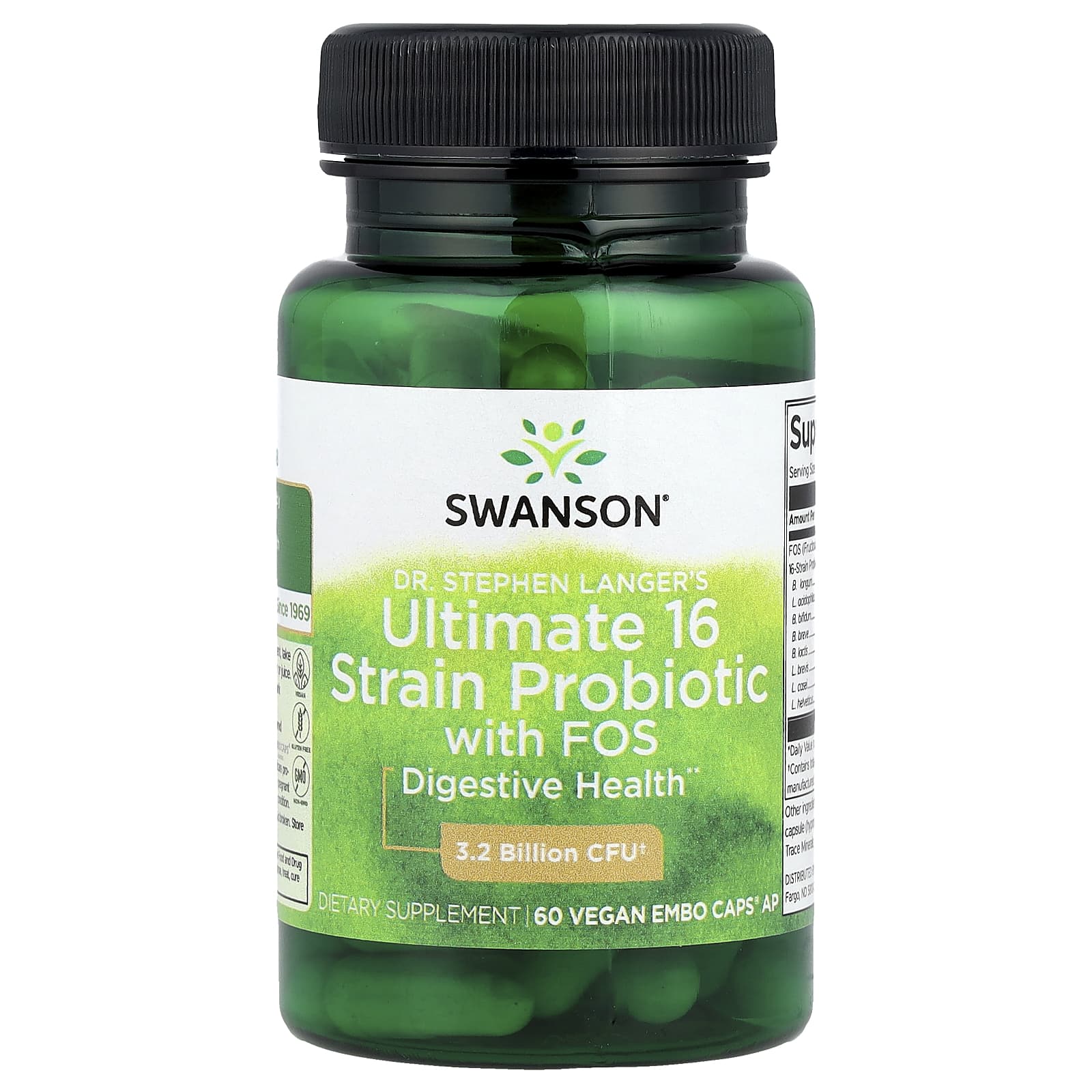 Swanson, Dr. Stephen Langer's Ultimate 16 Strain Probiotic with FOS, 60 Vegan EMBO Caps® AP - Image 1