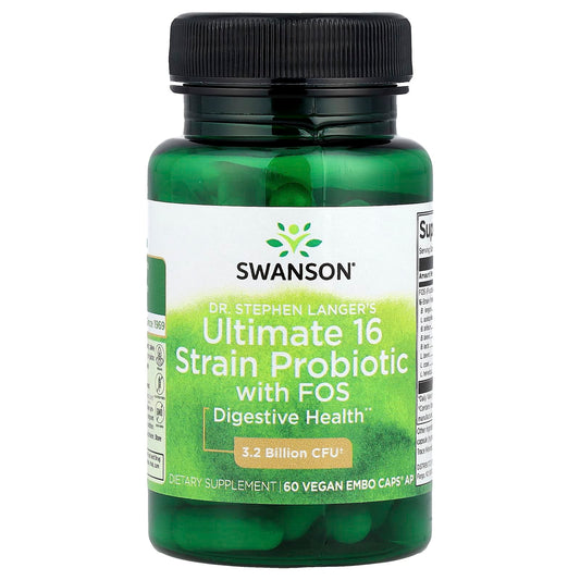 Swanson, Dr. Stephen Langer's Ultimate 16 Strain Probiotic with FOS, 60 Vegan EMBO Caps® AP - Image 1
