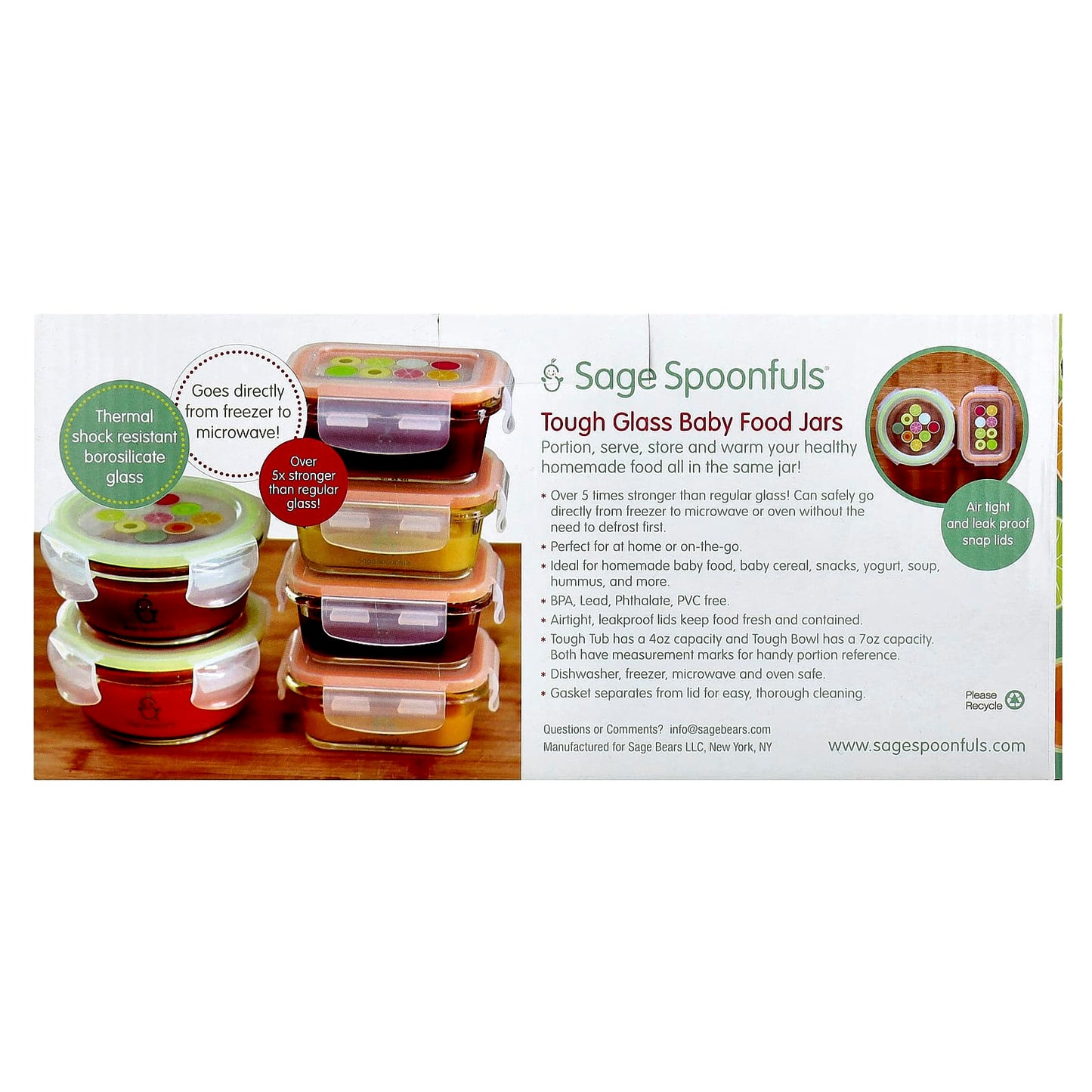 Sage Spoonfuls, Tough Glass Baby Food Jars, Combo Pack, 6 Pack - Image 2