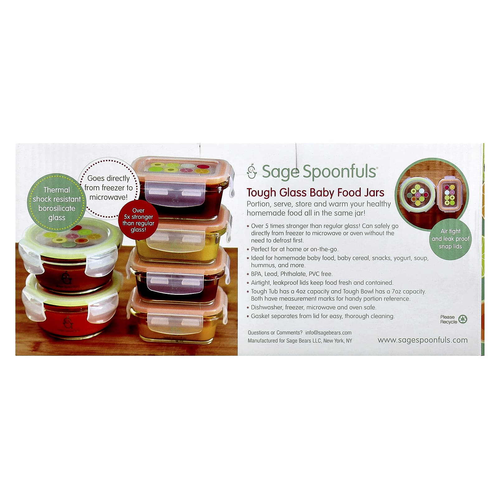 Sage Spoonfuls, Tough Glass Baby Food Jars, Combo Pack, 6 Pack - Image 2