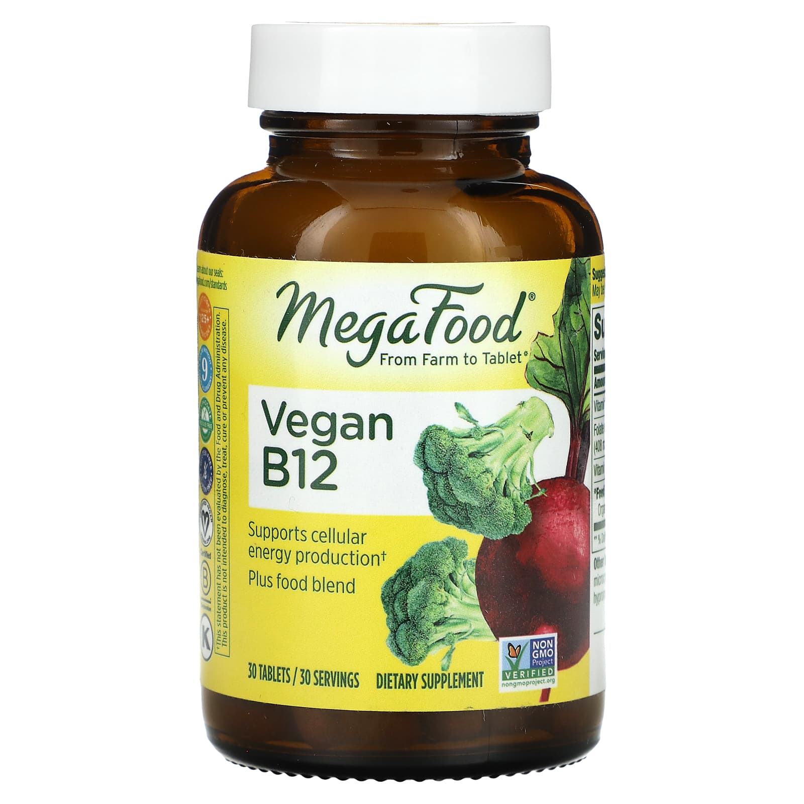 MegaFood, Vegan B12, 30 Tablets - Image 1