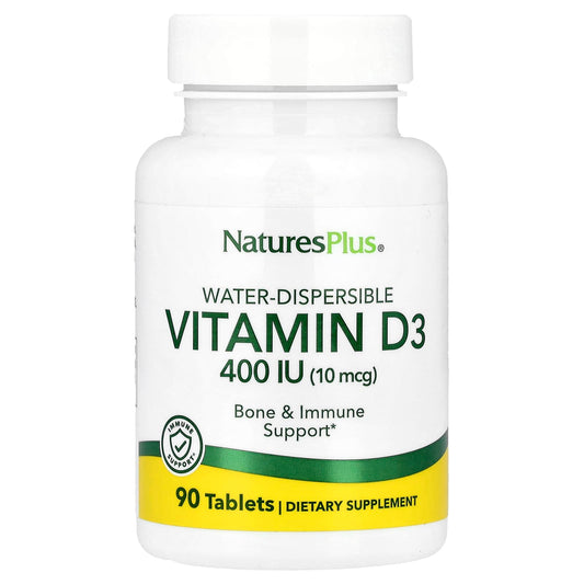 NaturesPlus, Water-Dispersible Vitamin D3, 10 mcg (400 IU), 90 Tablets - Image 1