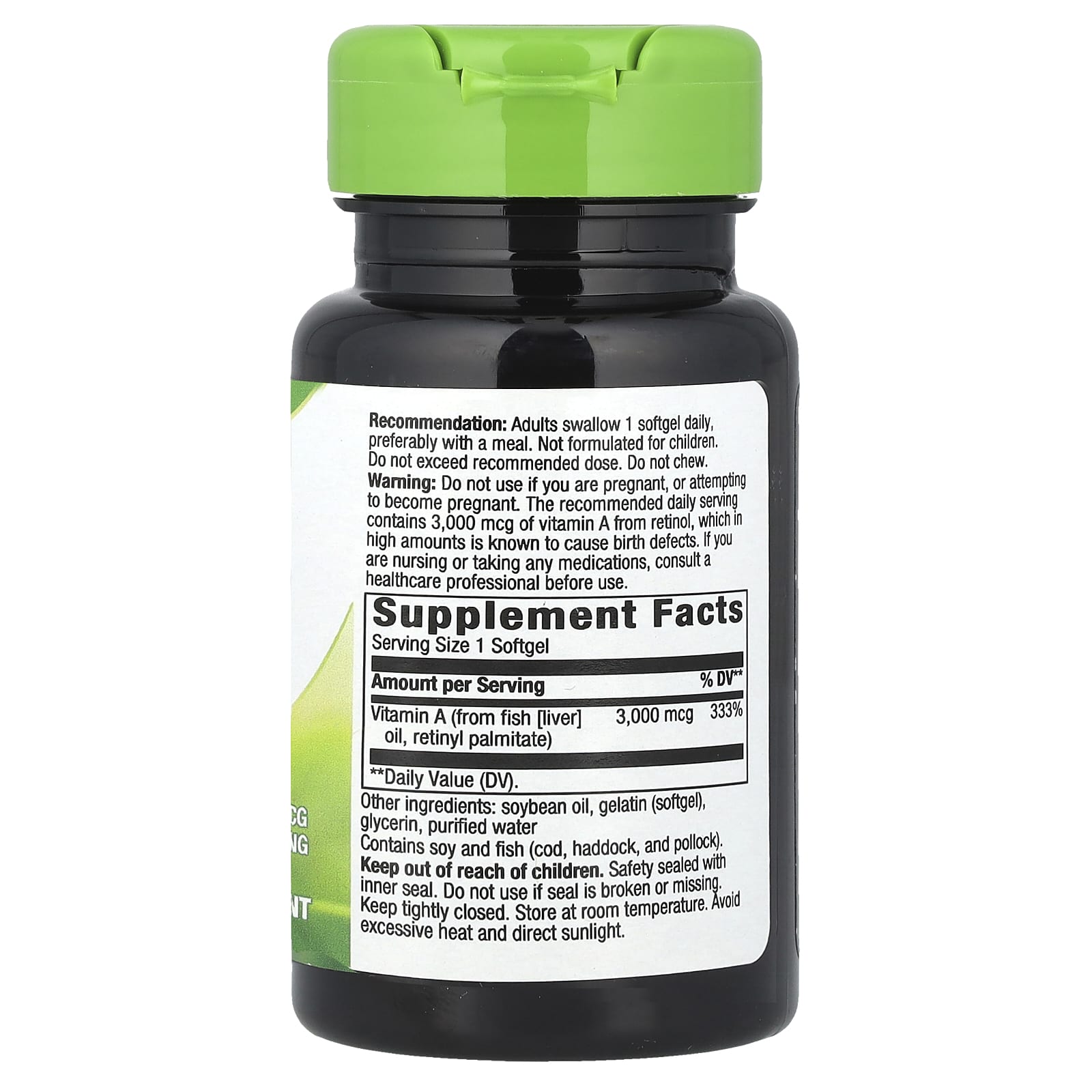 Nature's Way, Vitamin A, 3,000 mcg, 100 Softgels