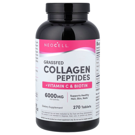 NeoCell, Grassfed Collagen Peptides + Vitamin C & Biotin, 270 Tablets - Image 1
