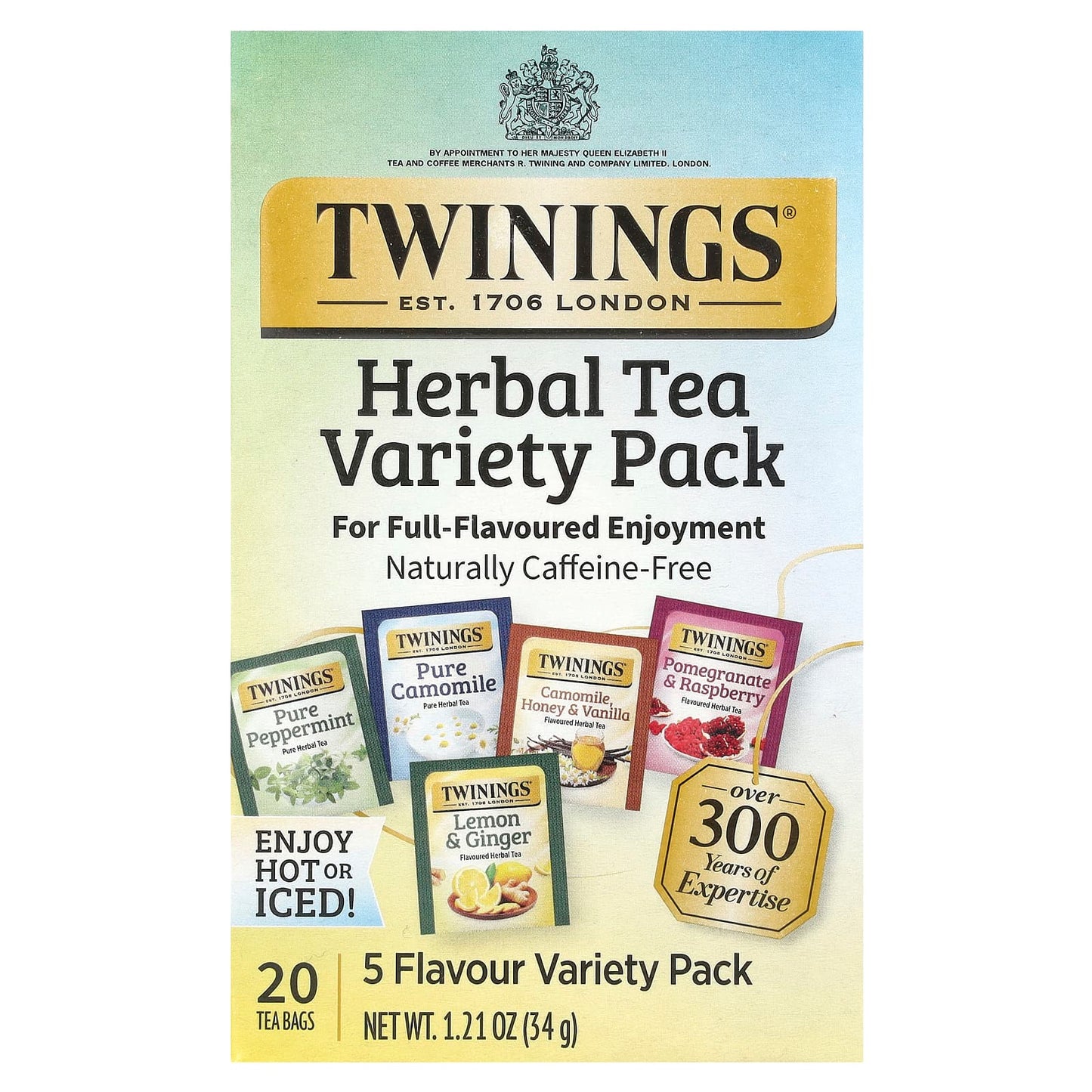 Twinings, Herbal Tea Variety Pack, Caffeine Free, 20 Tea Bags, 1.21 oz (34 g) - Image 1