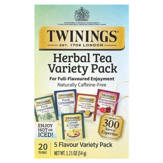 Twinings, Herbal Tea Variety Pack, Caffeine Free, 20 Tea Bags, 1.21 oz (34 g) - Image 1