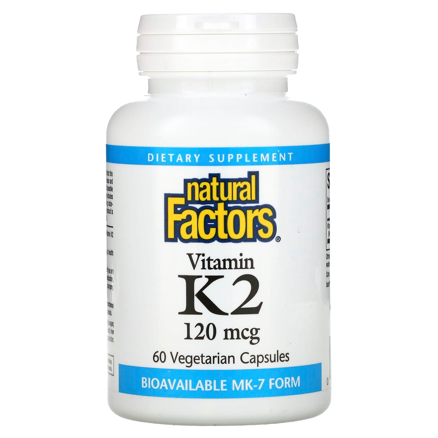 Natural Factors, Vitamin K2, 120 mcg, 60 Vegetarian Capsules - Image 1