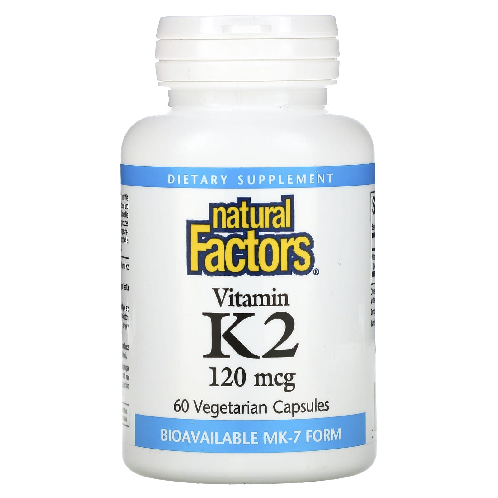 Natural Factors, Vitamin K2, 120 mcg, 60 Vegetarian Capsules - Image 1