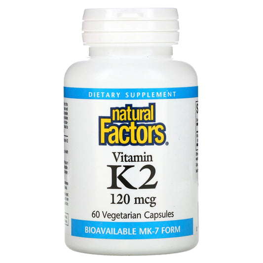 Natural Factors, Vitamin K2, 120 mcg, 60 Vegetarian Capsules - Image 1