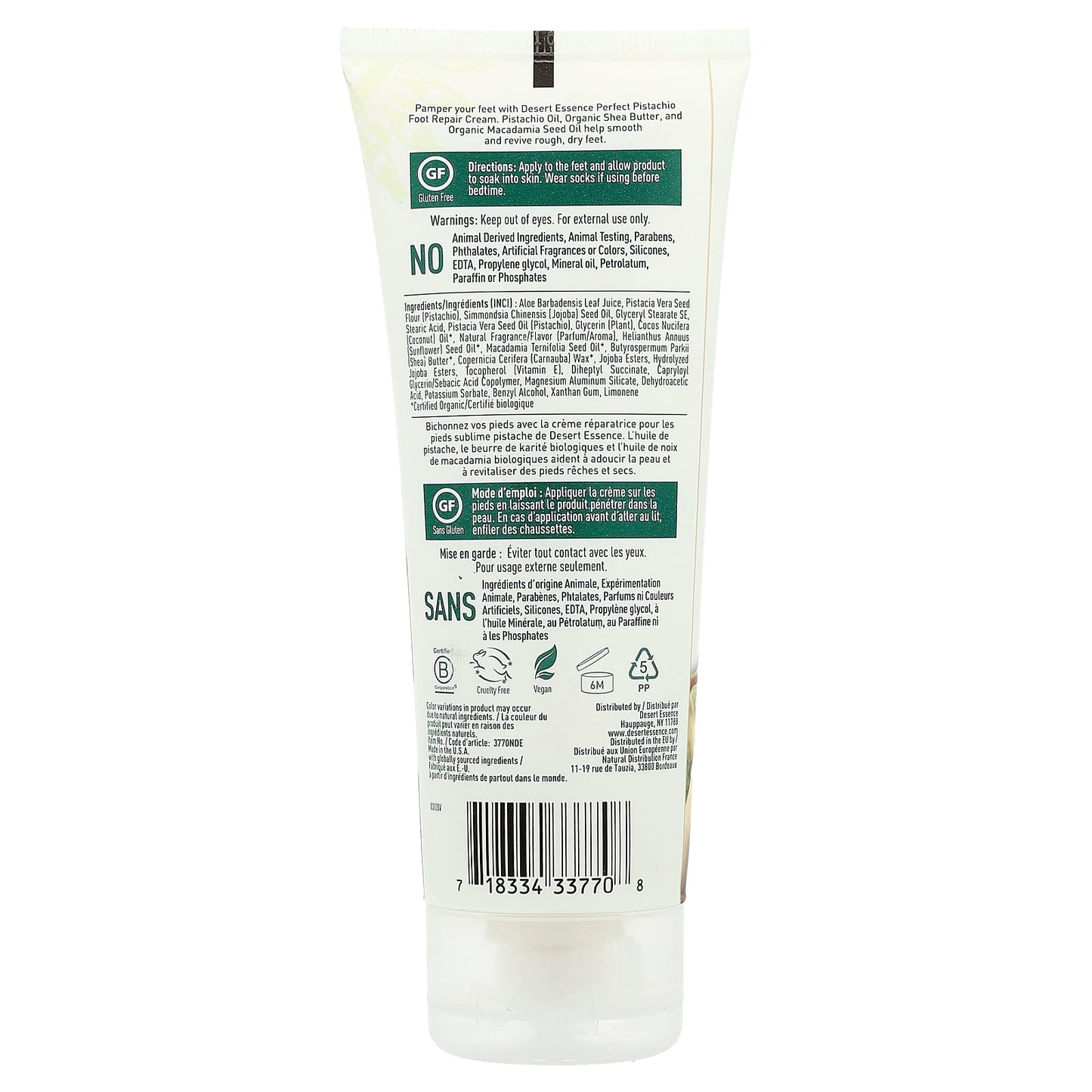 Desert Essence Foot Repair Cream Perfect Pistachio, 3.5 fl oz, Gluten Free, Cruelty Free - Image 2