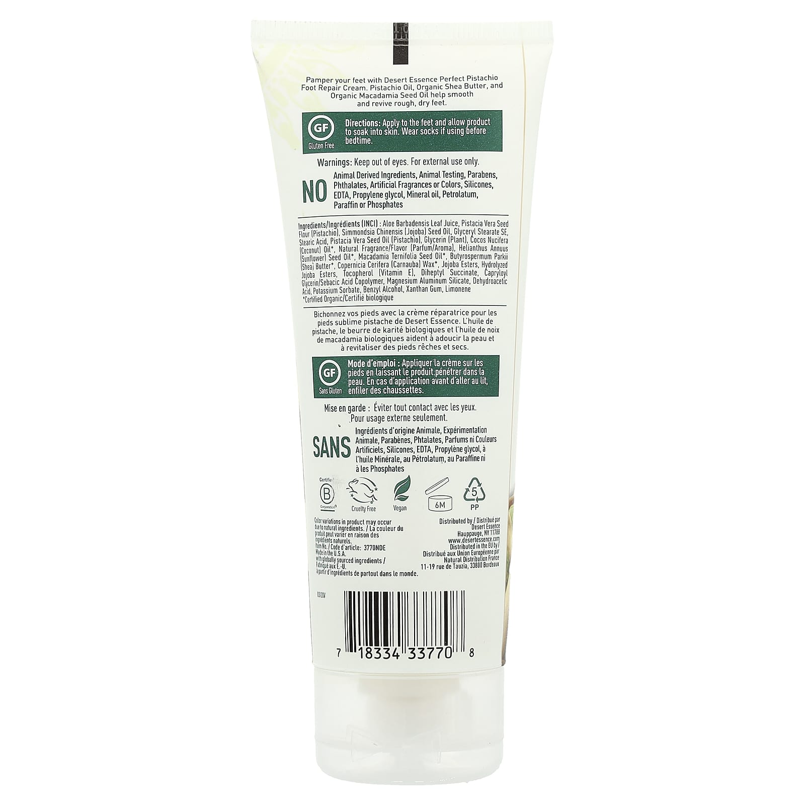 Desert Essence Foot Repair Cream Perfect Pistachio, 3.5 fl oz, Gluten Free, Cruelty Free - Image 2