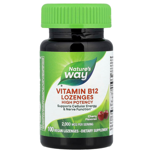 Nature's Way, Vitamin B-12 Lozenges, Cherry, 2,000 mcg, 100 Vegan Lozenges - Image 1