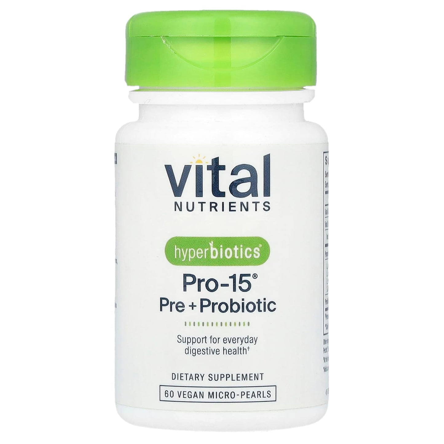 Vital Nutrients, Hyperbiotics®, Pro-15®, Pre + Probiotic, 60  Vegan Micro-Pearls - Image 1