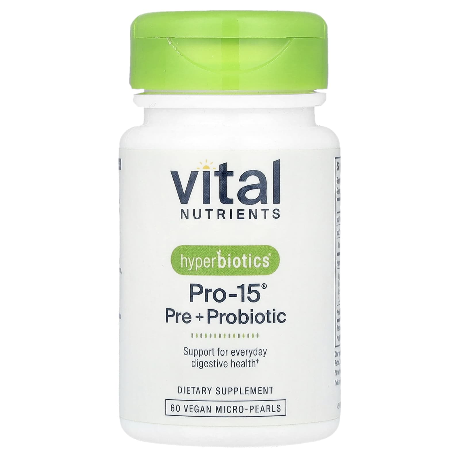 Vital Nutrients, Hyperbiotics®, Pro-15®, Pre + Probiotic, 60  Vegan Micro-Pearls - Image 1