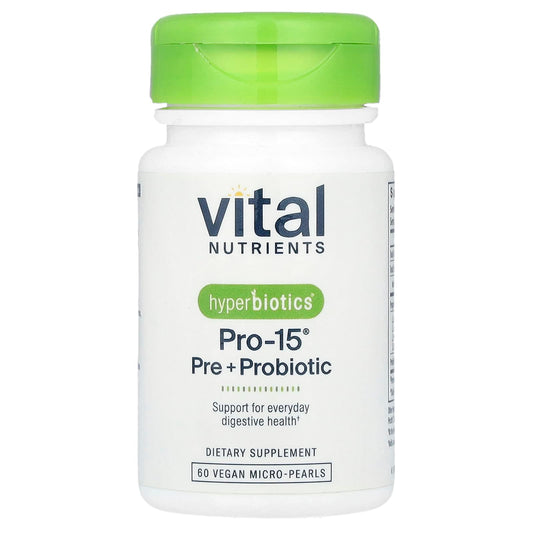 Vital Nutrients, Hyperbiotics®, Pro-15®, Pre + Probiotic, 60  Vegan Micro-Pearls - Image 1