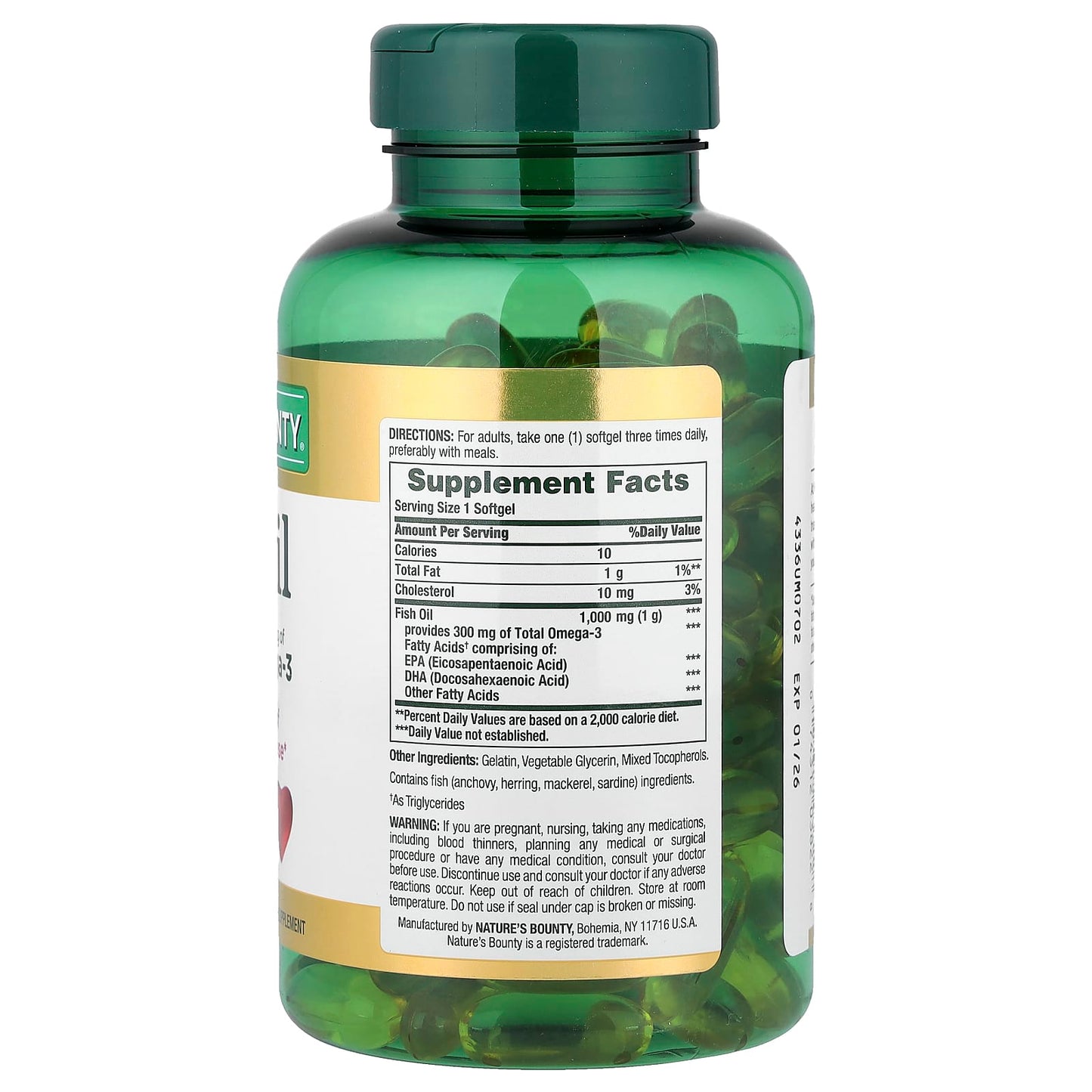Nature's Bounty, Fish Oil, 1,000 mg, 145 Rapid Release Softgels - Image 2