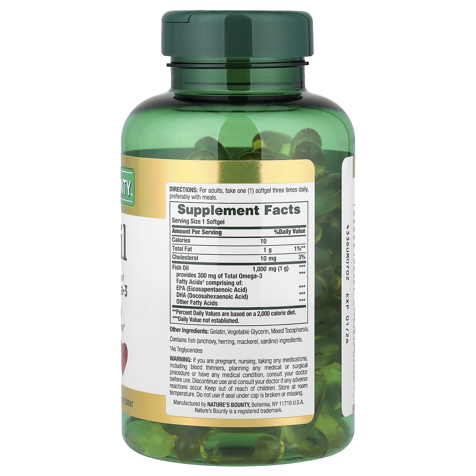 Nature's Bounty, Fish Oil, 1,000 mg, 145 Rapid Release Softgels - Image 2