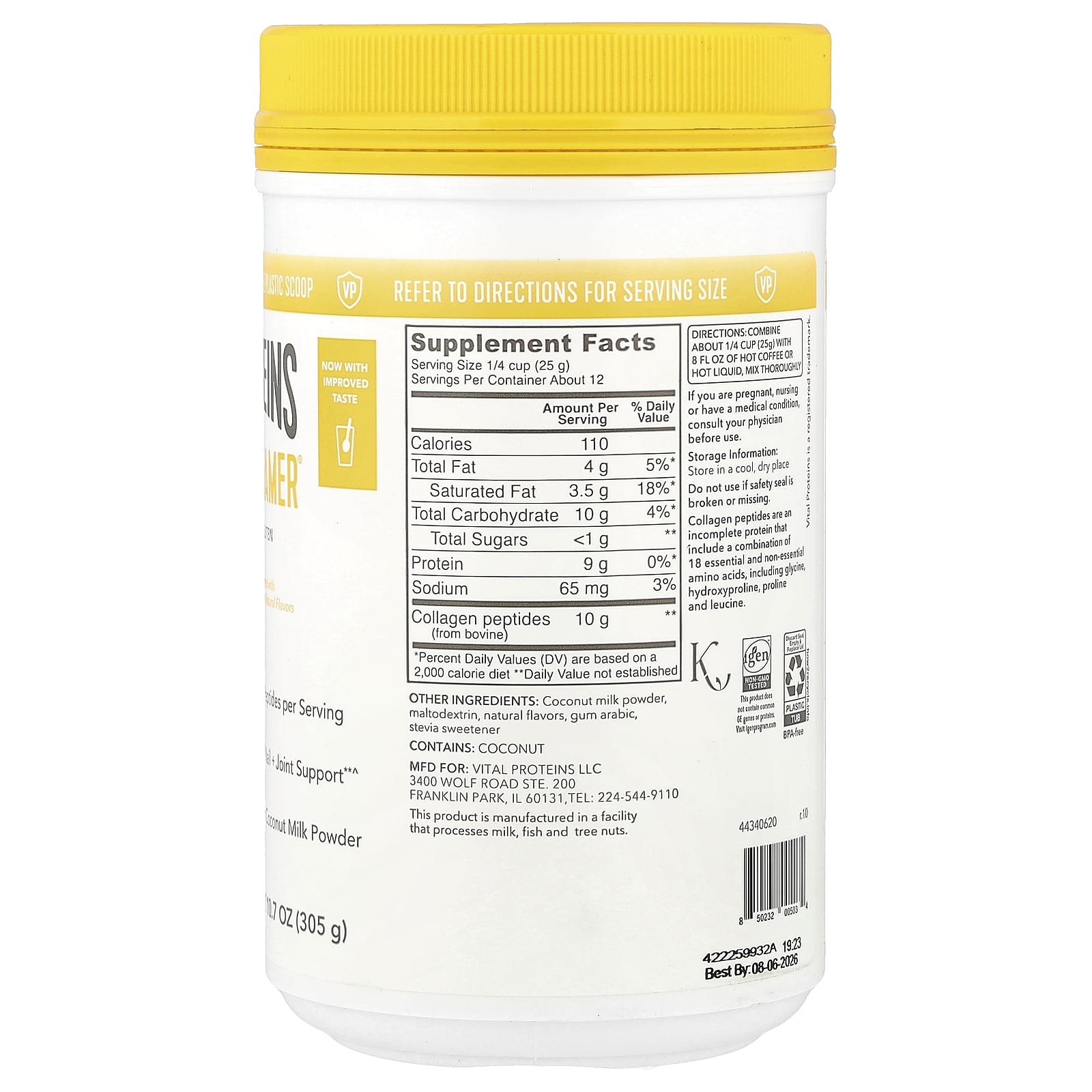 Vital Proteins, Collagen Creamer®, Vanilla, 10.7 oz (305 g) - Image 2