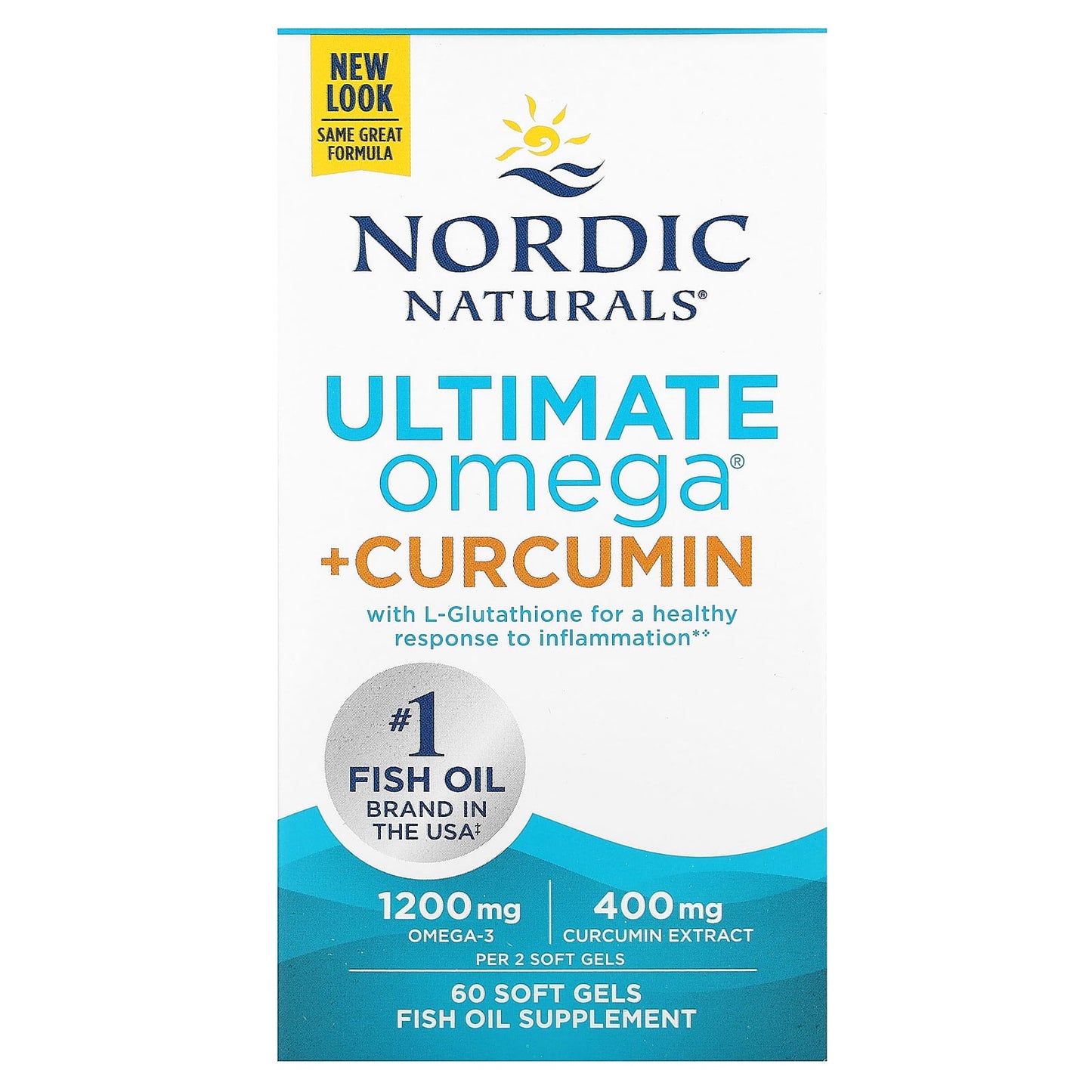 Nordic Naturals, Ultimate Omega + Curcumin, 60 Soft Gels - Image 1