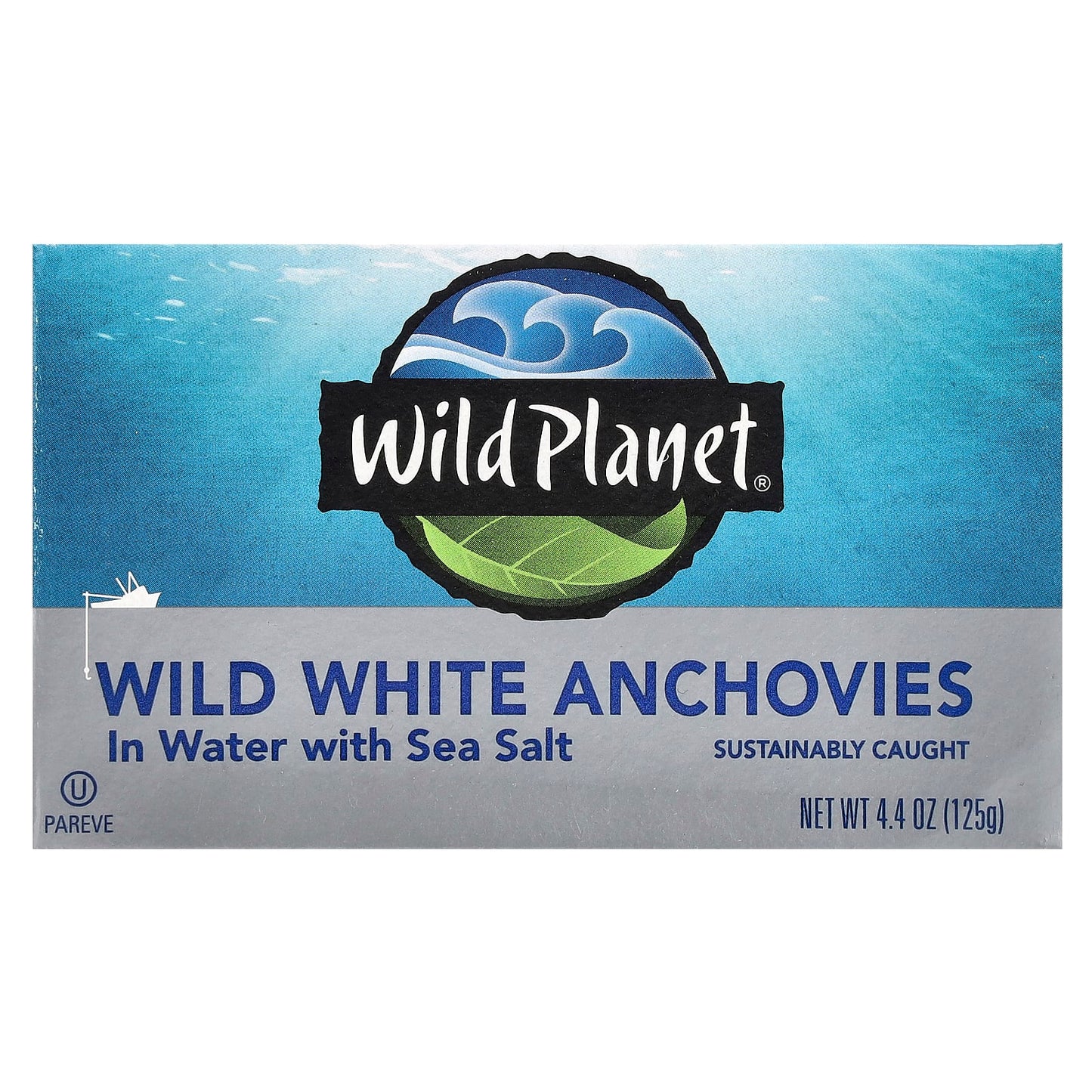 Wild Planet, Wild White Anchovies In Water with Sea Salt, 4.4 oz (125 g) - Image 1