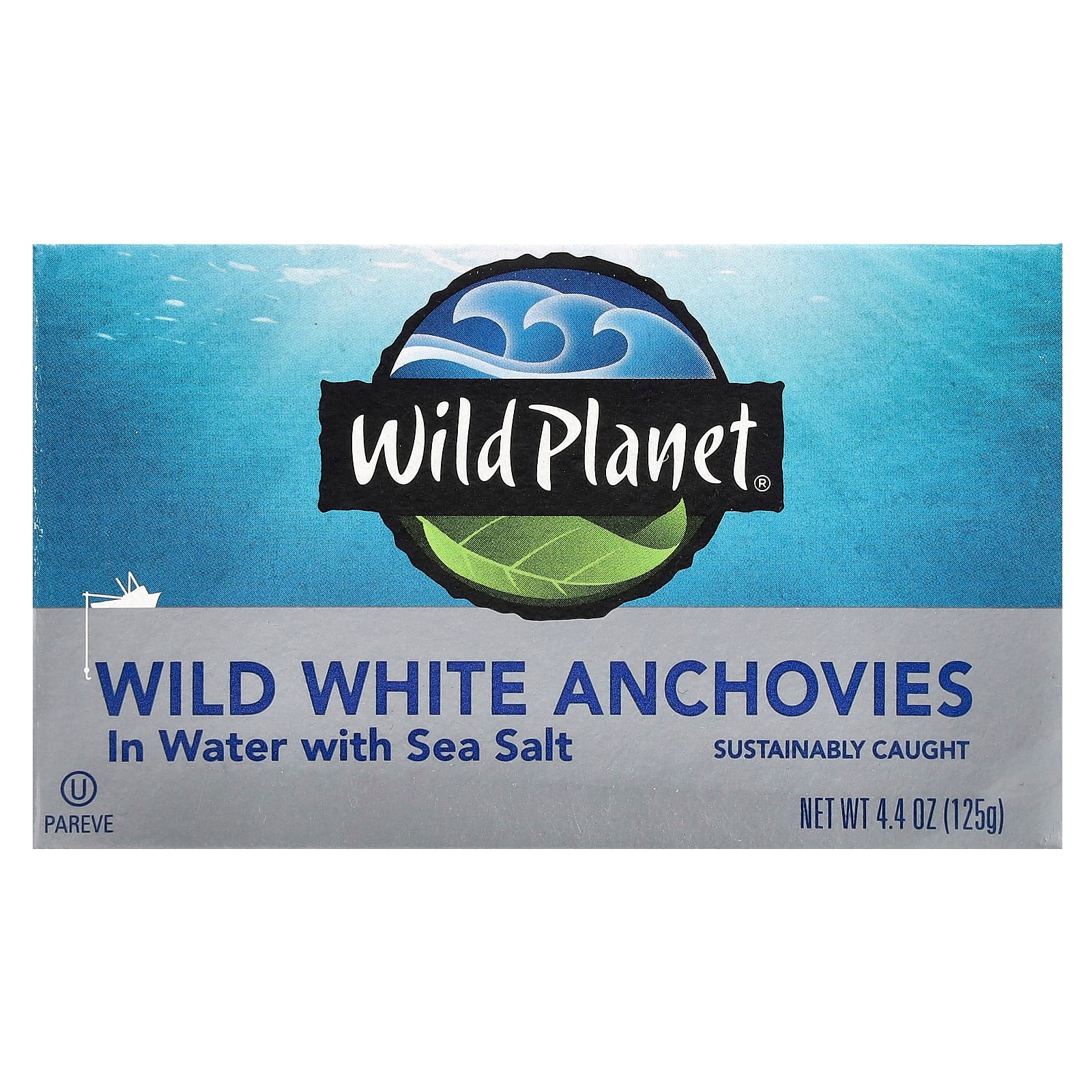 Wild Planet, Wild White Anchovies In Water with Sea Salt, 4.4 oz (125 g) - Image 1