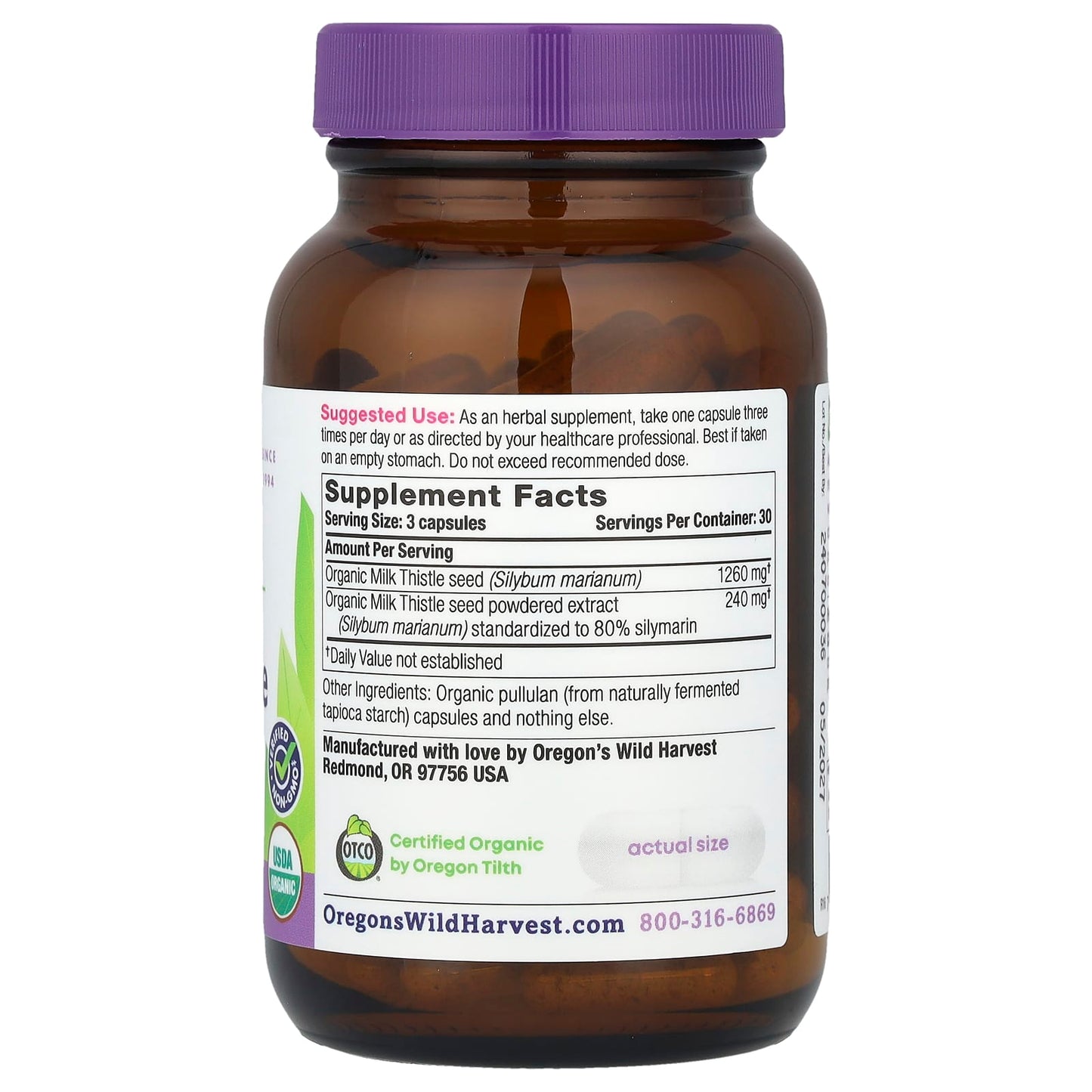 Oregon's Wild Harvest, Organic Milk Thistle, 90 Organic Vegan Capsules - Image 2