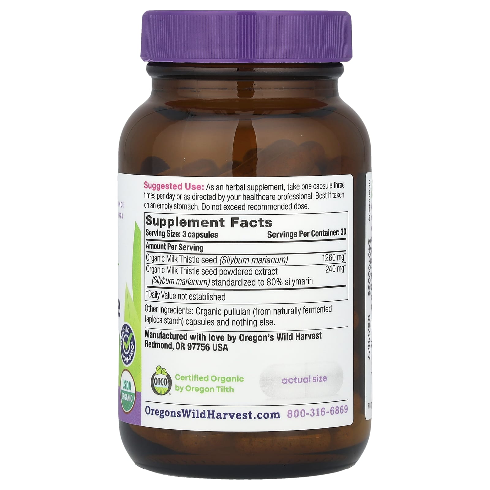 Oregon's Wild Harvest, Organic Milk Thistle, 90 Organic Vegan Capsules - Image 2
