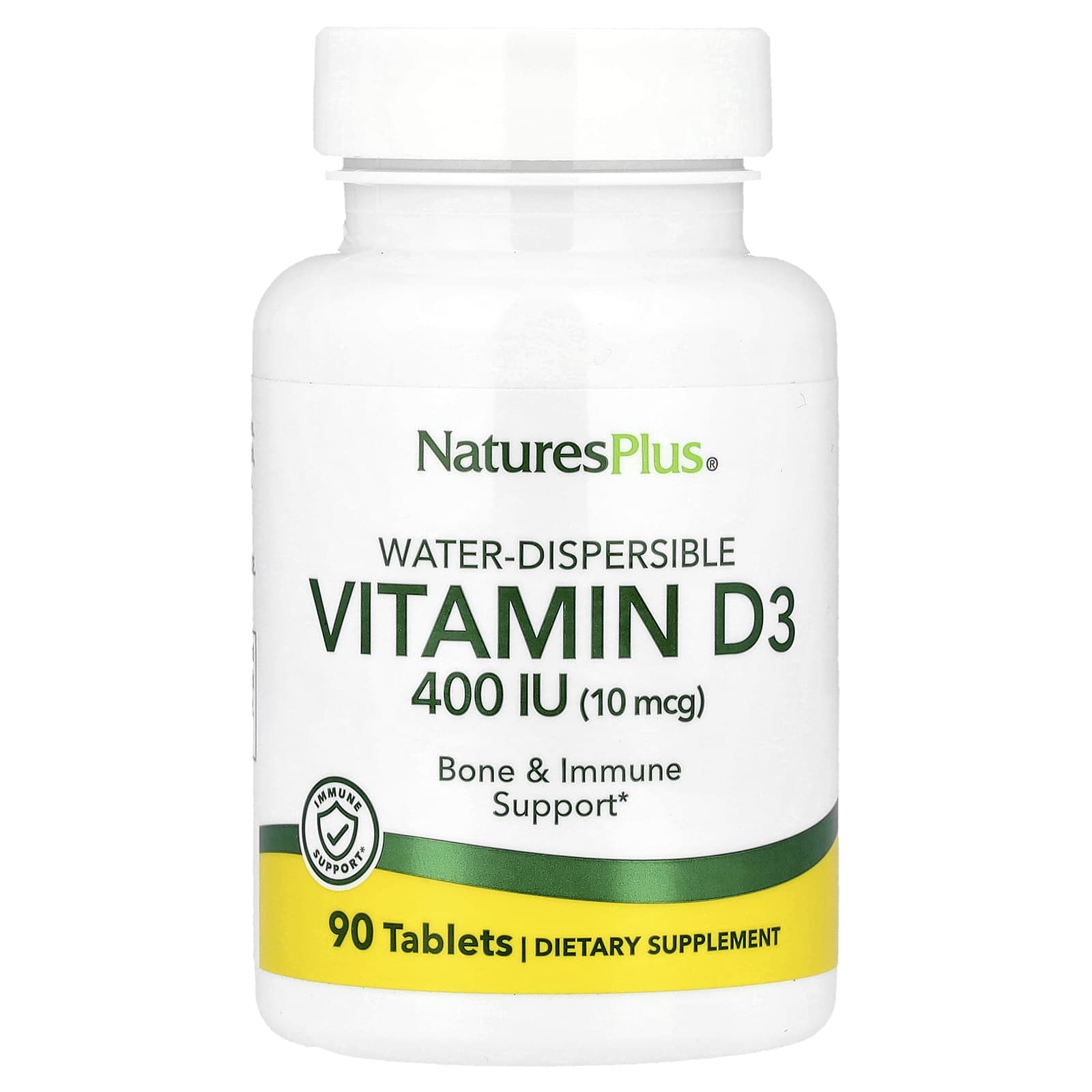 NaturesPlus, Water-Dispersible Vitamin D3, 10 mcg (400 IU), 90 Tablets - Image 1