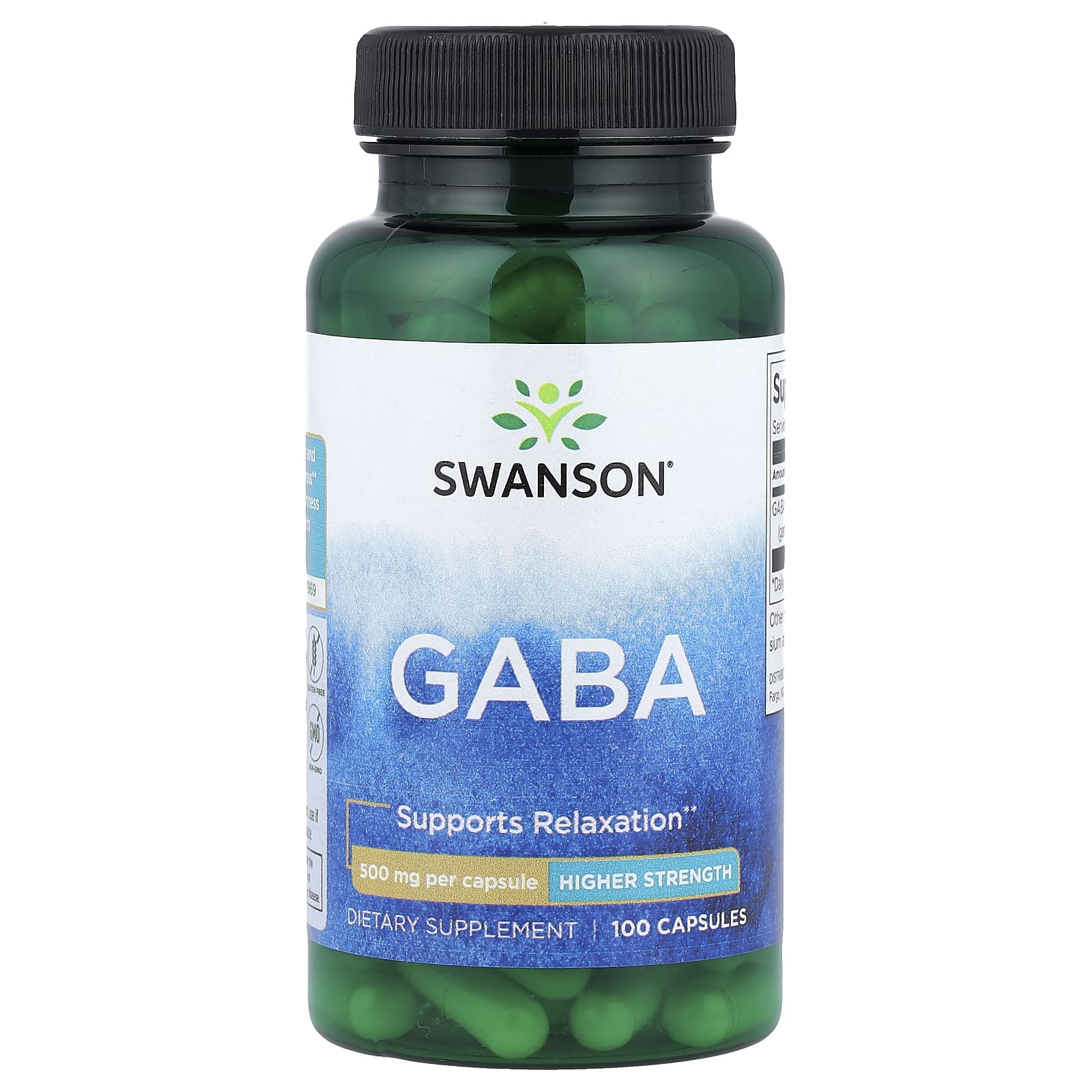 Swanson, GABA, 500 mg, 100 Capsules - Image 1