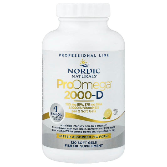 Nordic Naturals, ProOmega® 2000-D, Lemon, 120 Soft Gels - Image 1