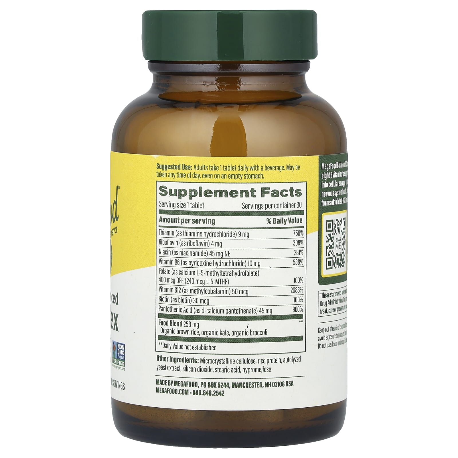 MegaFood, Balanced B Complex, 30 Tablets - Image 2