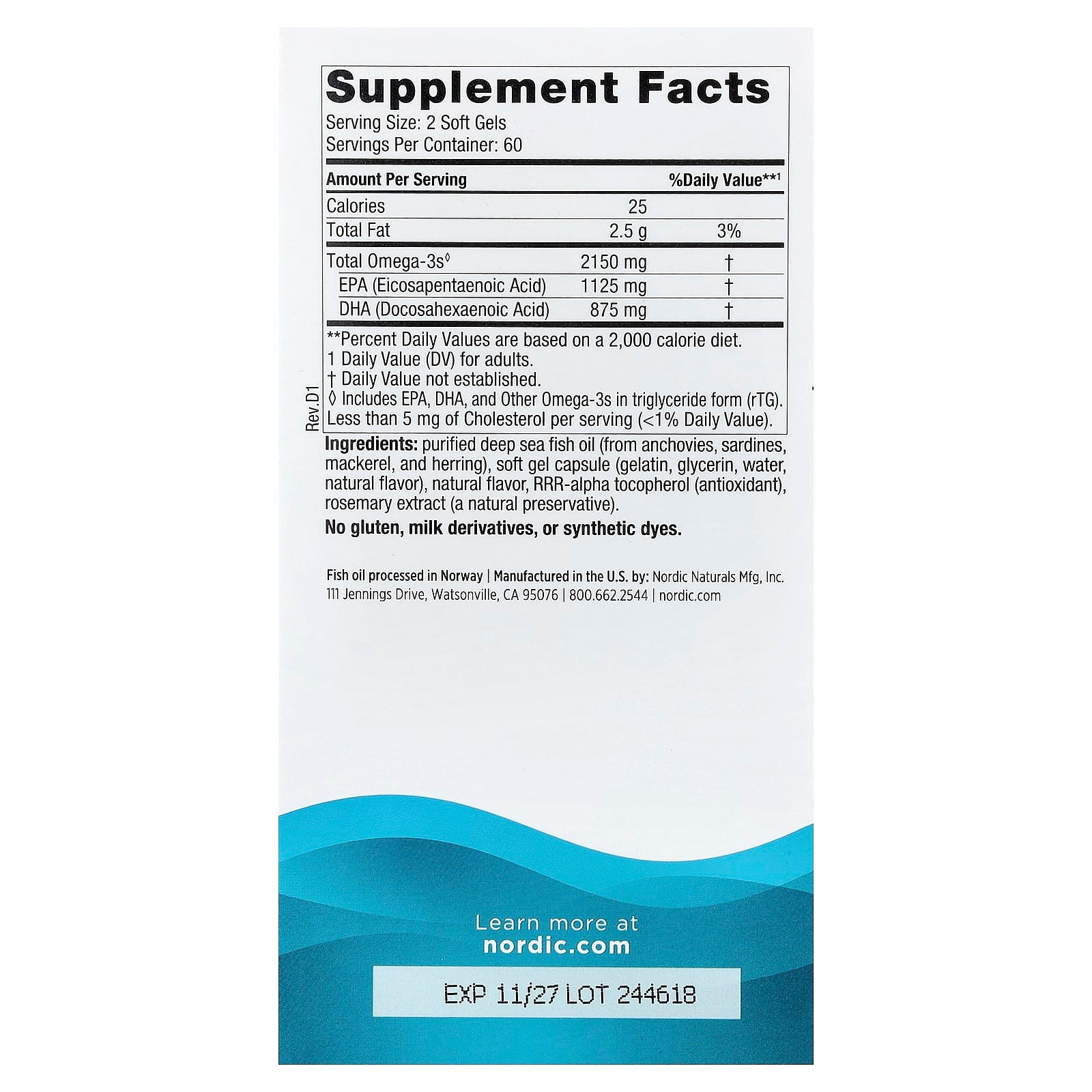 Nordic Naturals, Ultimate Omega® 2X, Lemon, 120 Soft Gels (1,075 mg per Soft Gel) - Image 2
